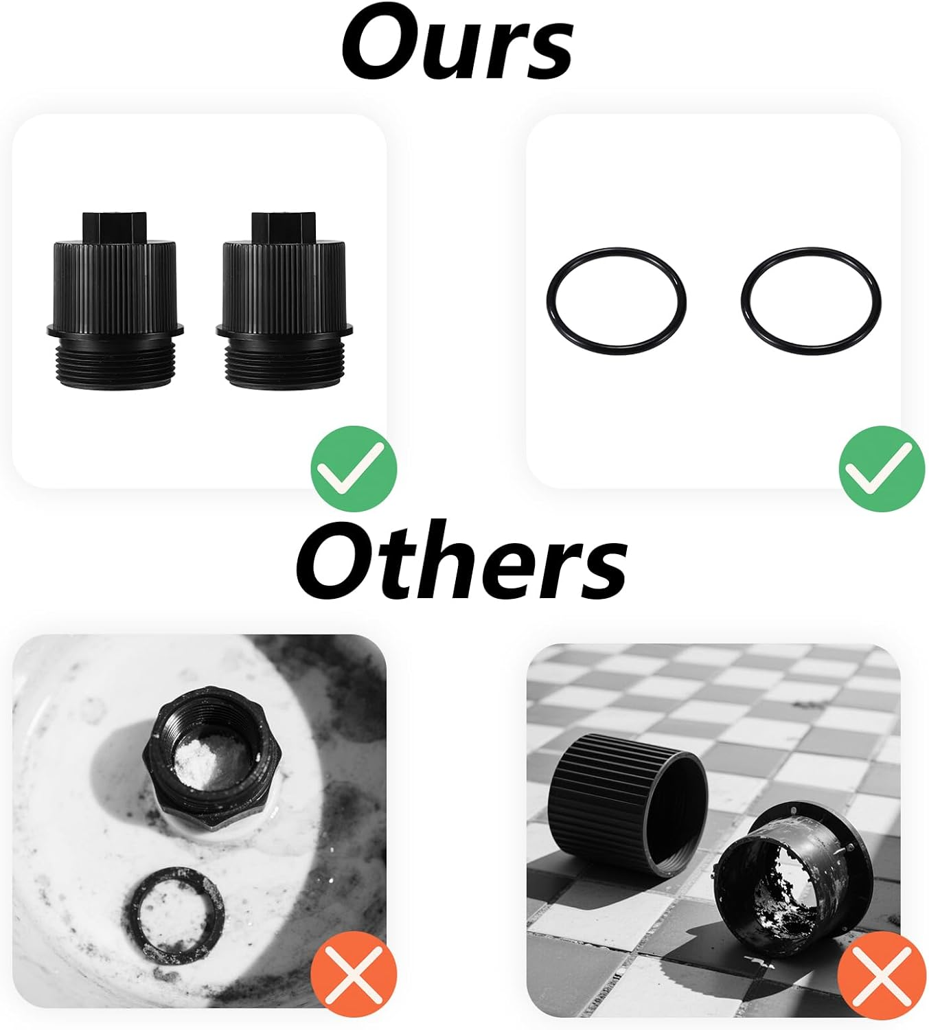 2Pcs 190030 Drain Plug Cap Assembly for Pentair FNS Plus/Clean and Clear Plus/Quad DE Filters, Pool Filter Drain Plug Replacement with O-Rings for Pool Maintenance Accessory