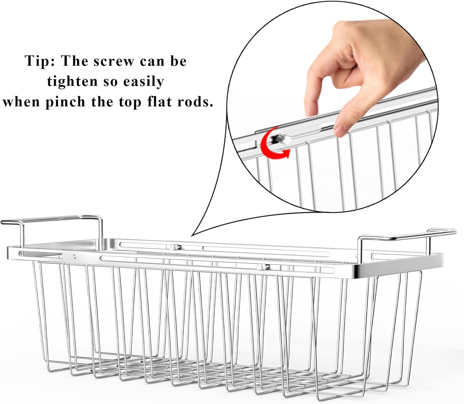 Orgneas Freezer Baskets for Chest Freezer, Expandable Deep Freezer Organizer Bins Wire Basket Storage Adjustable from 16.5'' to 26.5'', Stainless Steel over the Sink Dish Drying Rack for Kitchen - 2Pcs image number 3