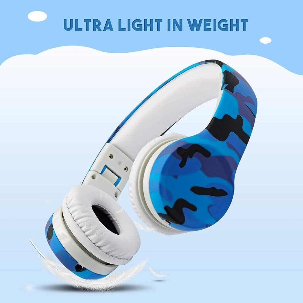 Headphones for Kids, Hisonic Kids Headphones with Volume Limiter Adjustable Kids Adult Headset for Ipod Ipad Iphone Android Mobile Phone Tablet PC MP3 MP4 Player (Camouflage)