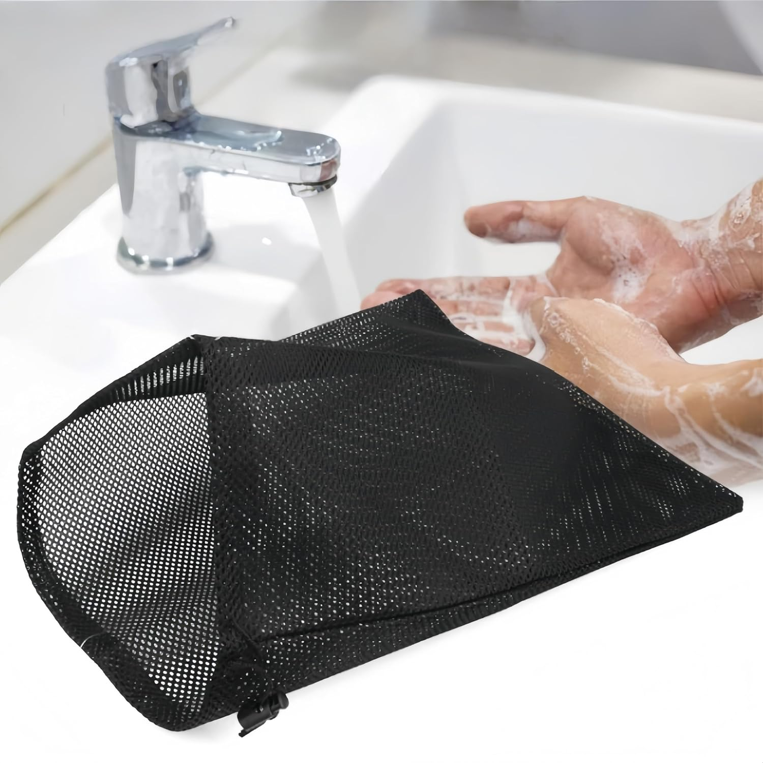 2 Pack Pump Barrier Bag, with Drawstring Pond Mesh Pump Filter Bag for Pond Biofilters Aquarium Filtration and Outdoor Swimming Pool Black Media Bags image number 4