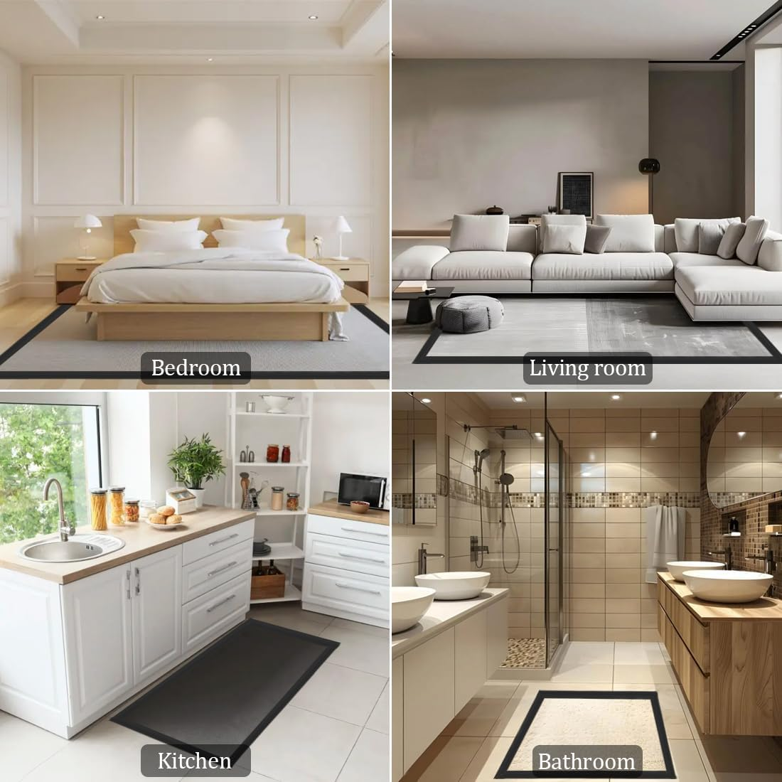 Flexible Carpet Edge Trim Strip,10 Ft Self-Adhesive Carpet Trim Strip,Flexible Rug Edge Protector for Doorway,Black