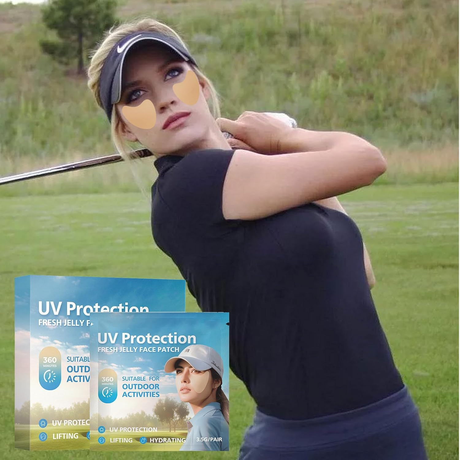 UV Face Patch Golf - 1/2/3 Box Daily UV Cut Golf Patch, 5 Pairs/Box Outdoor Activities Sun Protection, Waterproof Sunscreen Patch, Anti-Sweat Face Sun Patches, UV Facial Patches, Sunscreen UV Stickers image number 3