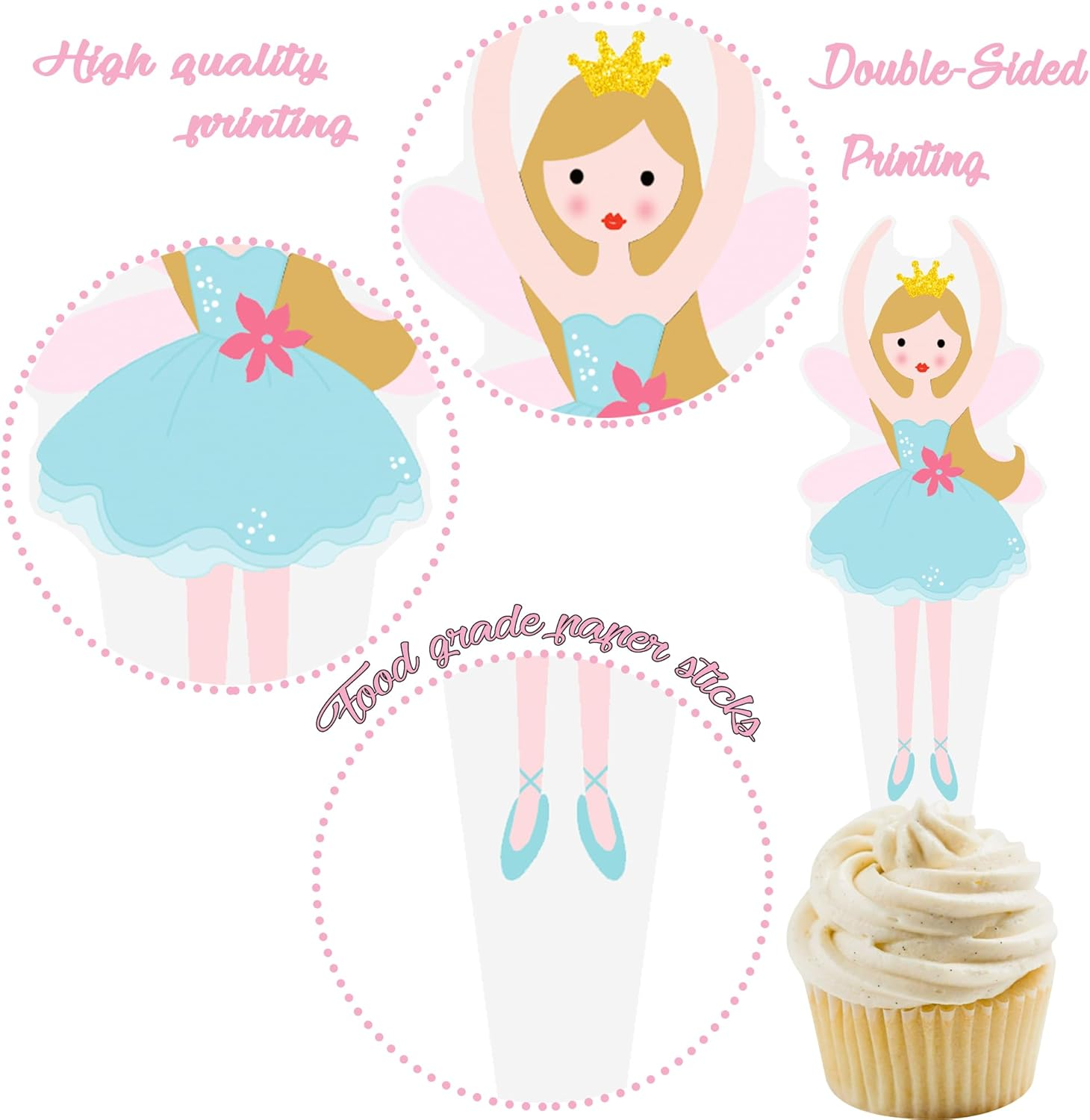 Nutcracker Party Cupcake Decorations 48Pcs Nutcracker Christmas Cupcake Toppers Nutcracker Party Cupcake Picks Christmas Ballet Theme Cake Topper for Winter Holiday Party Dessert Supplies