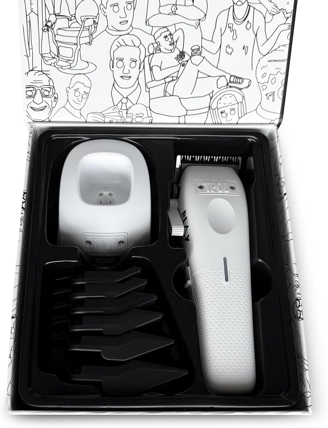 TPOB Professional Barber Hair Clipper Play Mini White for Men 7500 RPM with White Rubber Grips - Black image number 2