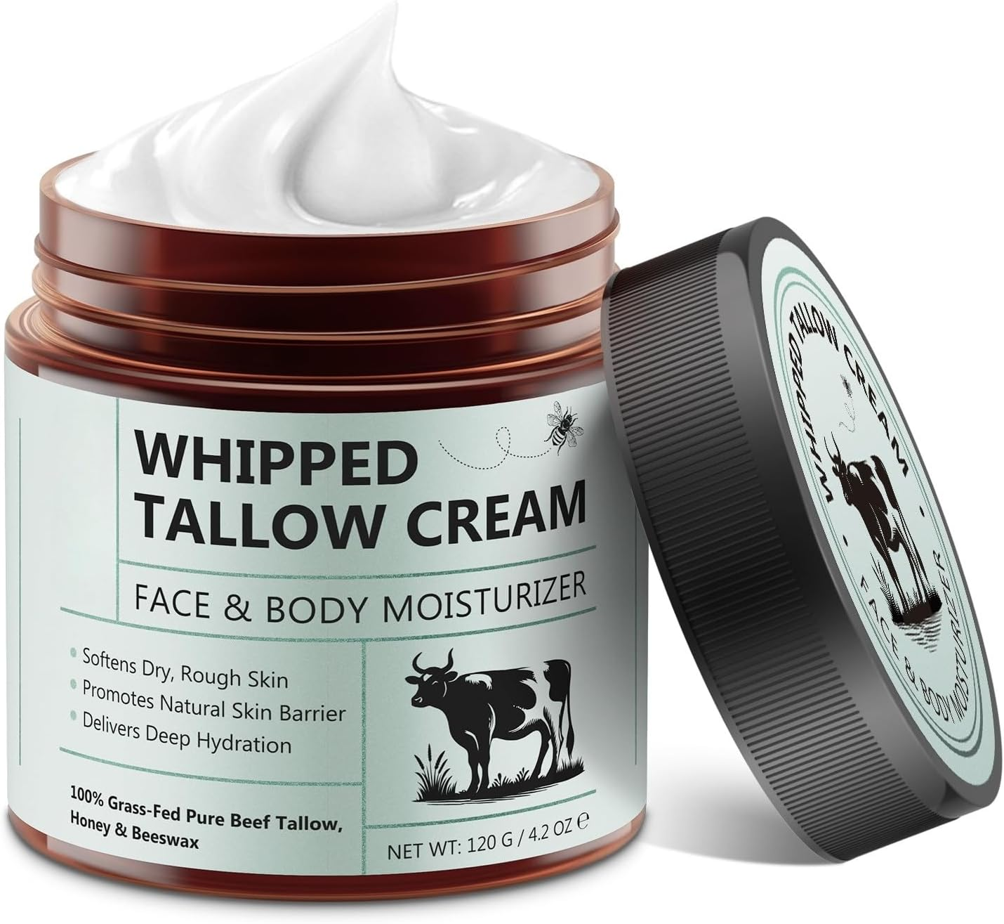 Whipped Tallow Cream 120G | Deep Hydration & Nourishment | 100% Grass-Fed Beef Tallow, Honey & Beeswax | Face & Body Moisturizer for Dry, Rough Skin image number 2