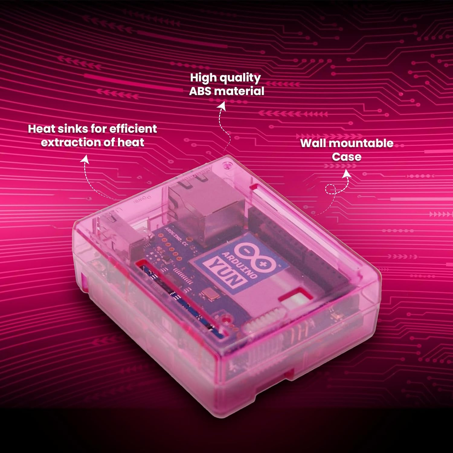 Arduino YUN Case Transparent (Pink) image number 3