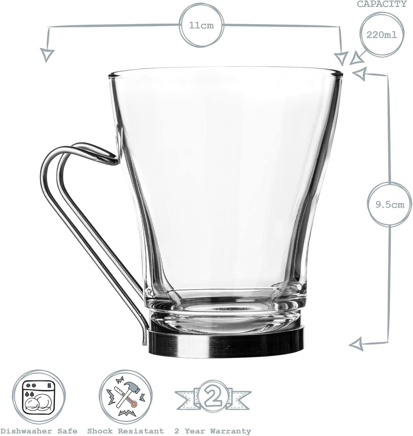 Bormioli Rocco ROS1702 Glass Oslo Cappuccino 1.21880 (Pack of 6) image number 2