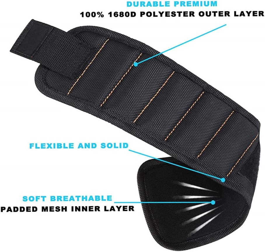 Magnetic Wrist Support Band, Adjustable Strap Band Powerful Magnets Hand Tools Wristband Brace Belt for Holding Tools Gift for Men image number 4