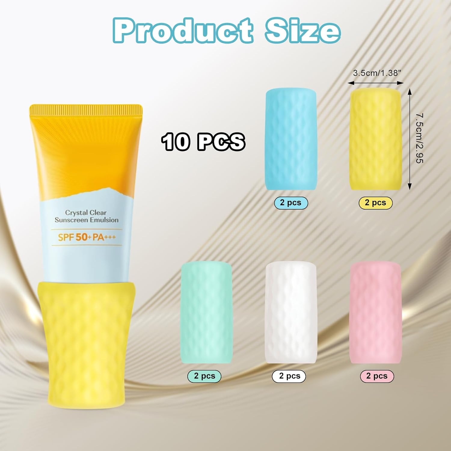 10 Pack Silicone Bottle Covers for Travel, Cruise Essentials for Men and Women, Leaklocks Toiletry Skins for Shampoo, Conditioner, Shower Gel and Other Bottles image number 4