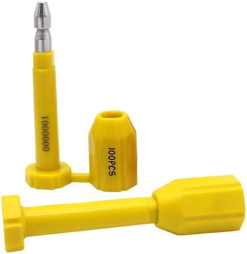 100-Pack High Security Bolt Seals, Tamper-Evident Shipping Seals with Serial Number, ISO 17712 Certified, One-Time Use Yellow Container Seals for Trailer, Truck, Train, Cargo Containers image number 5