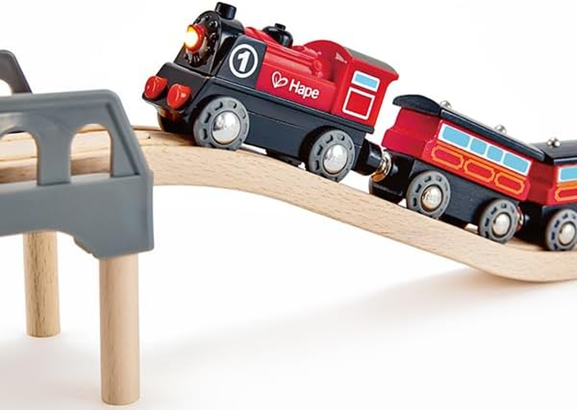 Hape Battery Powered Engine Train Set for 3+ Kids | Interactive Kids Train Toy with Tracks image number 3