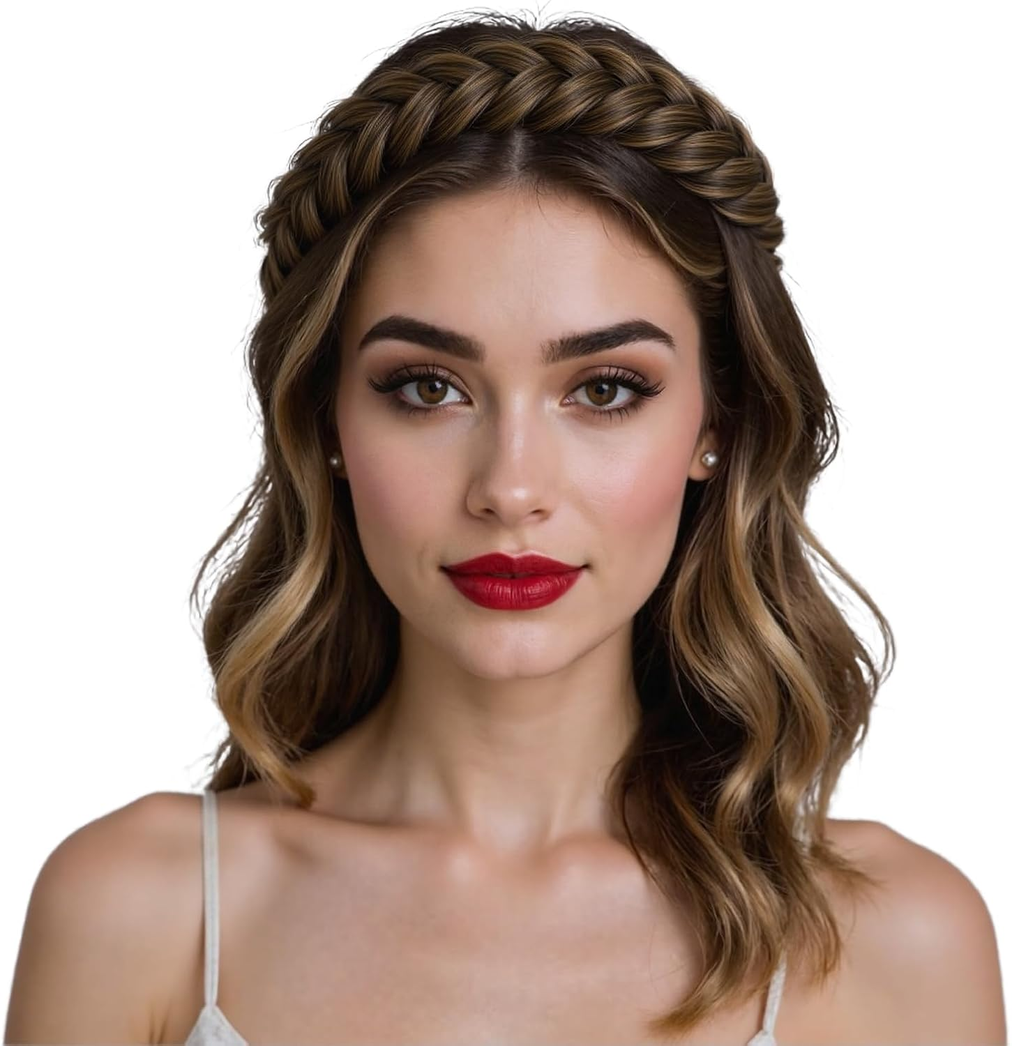 STHEJFB Braided Headband, 2 Strands Messy Classic Chunky Braided Elastic Elastic High Quality Synthetic Braided Headband Women Girls Bohemian Style 65G image number 3