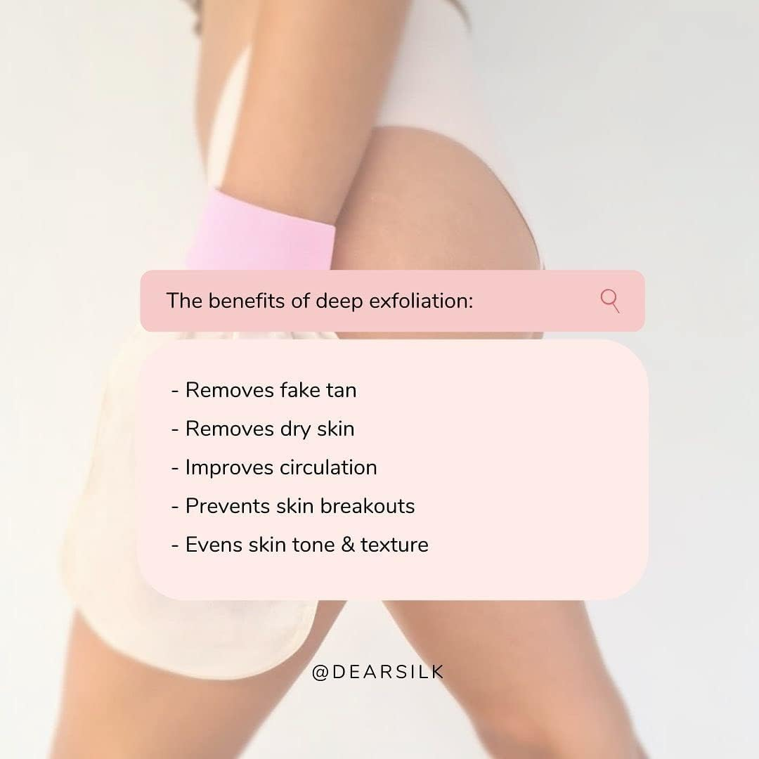 WBC Body Exfoliating Glove - Pure Raw Silk, 100% Silk Exfoliating Body Glove for Dead Skin, Tan Removal for Face and Body by WORLDBEAUTYCARE (Pack of 1) image number 4