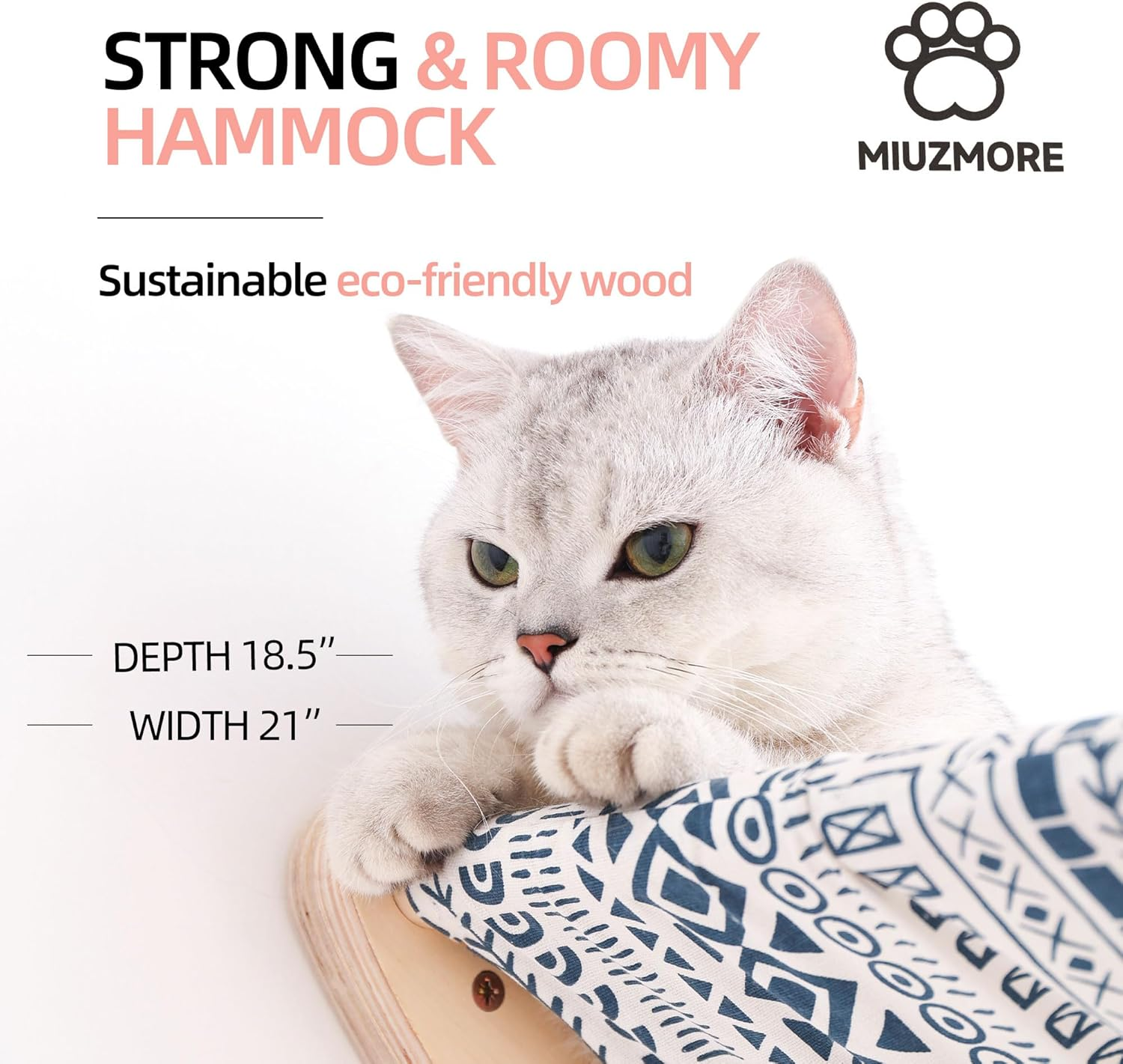 MIUZMORE Cat Furniture, Cat Wall Perch, with 2 Cat Step 2 Fabrics for Hammock - Cat Bed Wall Mounted - Cat Shelves and Perches for Wall - Climbing for Cats image number 5