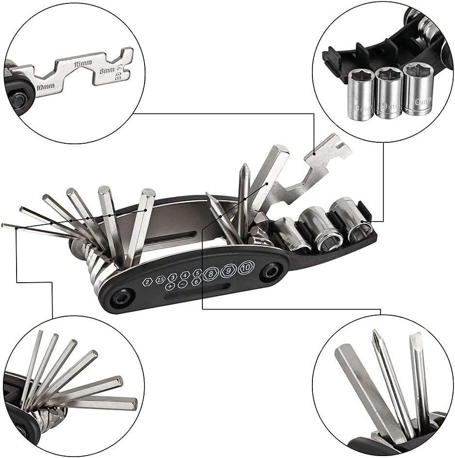 Bicycle Repair Tool Set, 16-In-1 Multitool Bicycle Repair Set with Storage Bags, Portable Tire Fixing Kit Bag for Outdoor Riding and Bike Repair