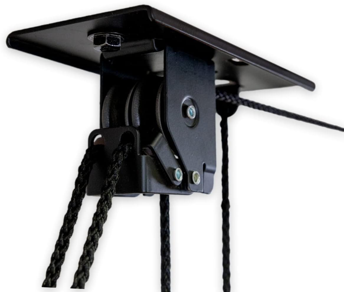Storeyourboard Cargo Box Ceiling Storage Hoist, Heavy Duty Holds 150 Lbs, Rooftop Carrier Garage Pulley System image number 1