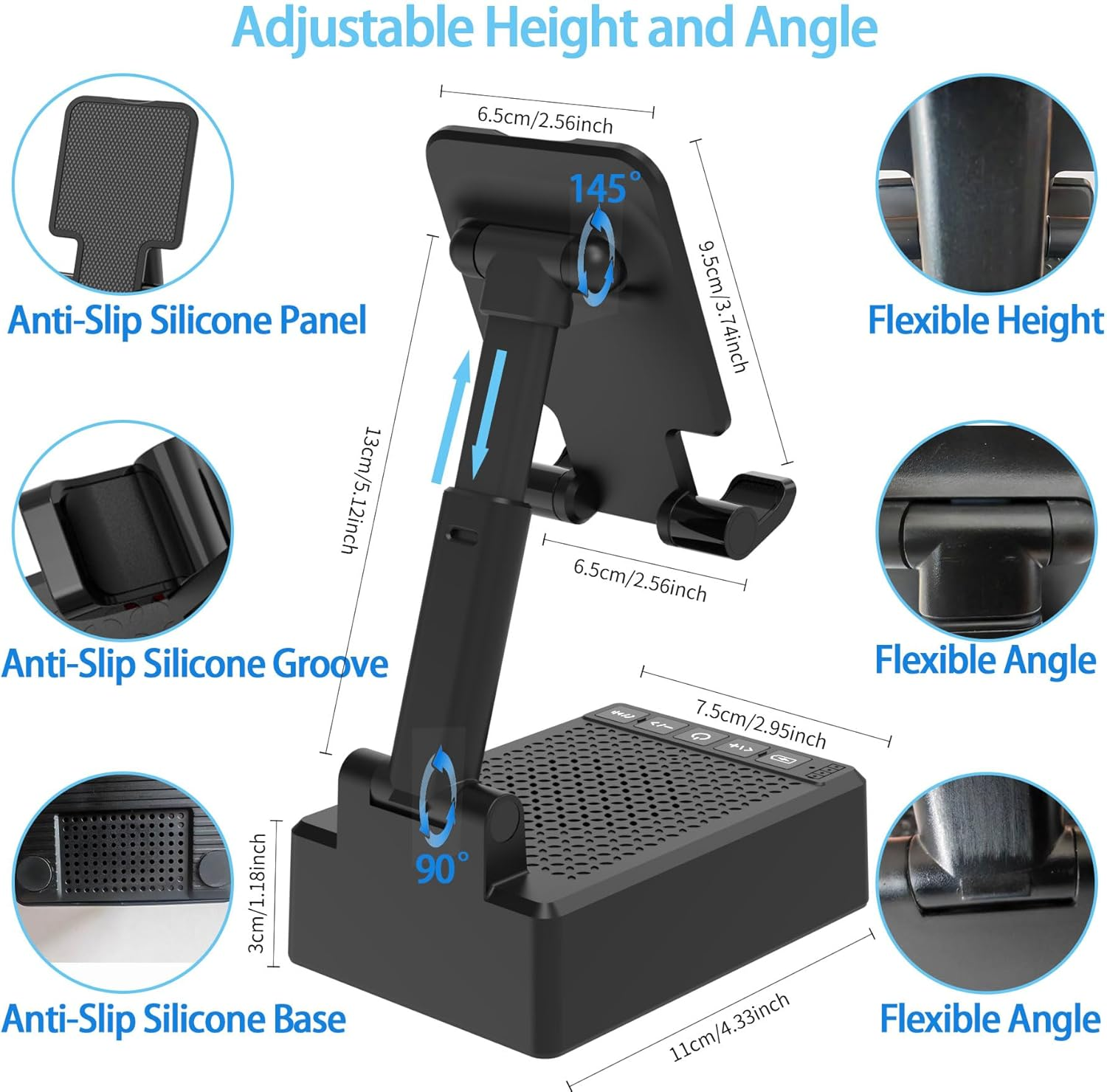 Naytrion-Hi-Fi Speakers with Phone Holder,Gifts for Men Women,Multifunctional Portable Speaker with Built-In Phone Stand,Birthday Gifts,Gadgets for Men,Cool Tech Gadgets,Music & Home Office Use image number 2