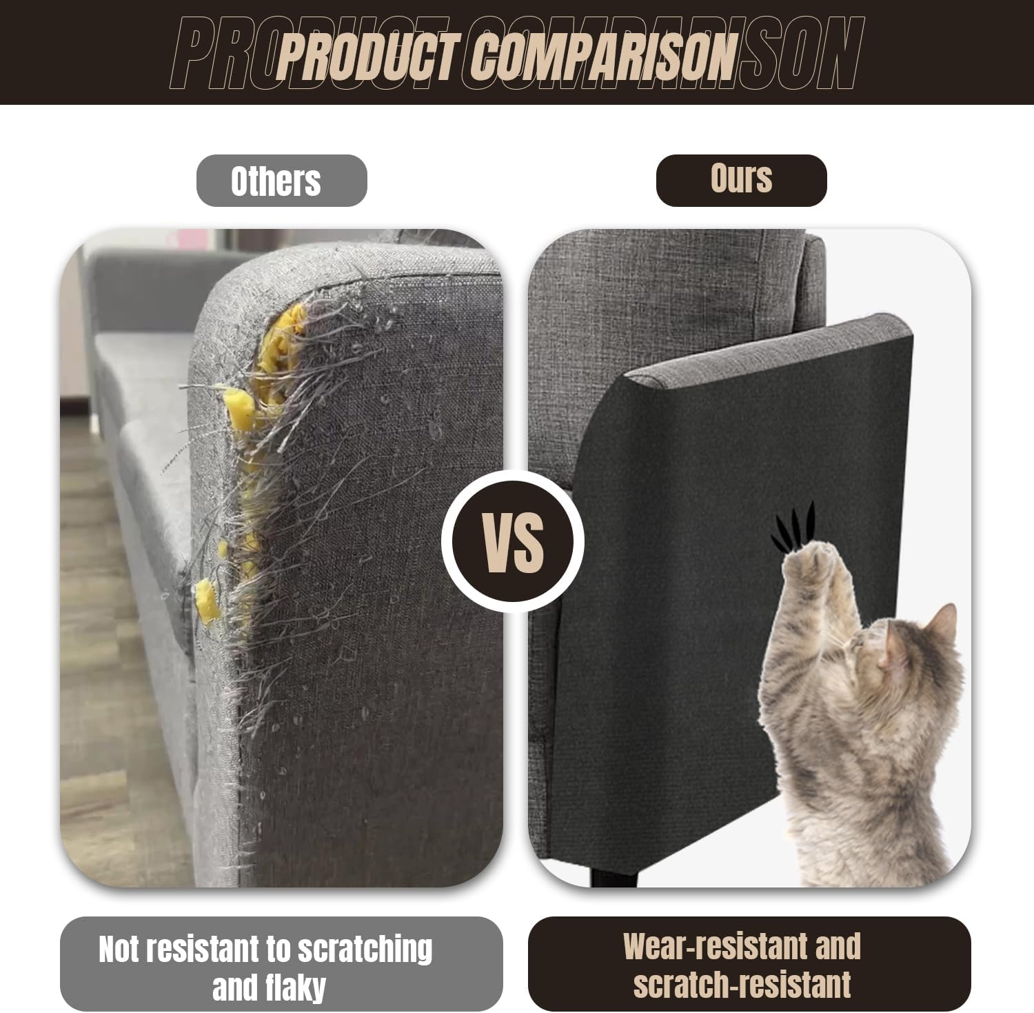 YIEMI Cat Scratch Couch Furniture Protector, 40X200Cm Cats Scratch Mat with Self-Adhesive Backing,Trimmable DIY Scratching Pads(Black)