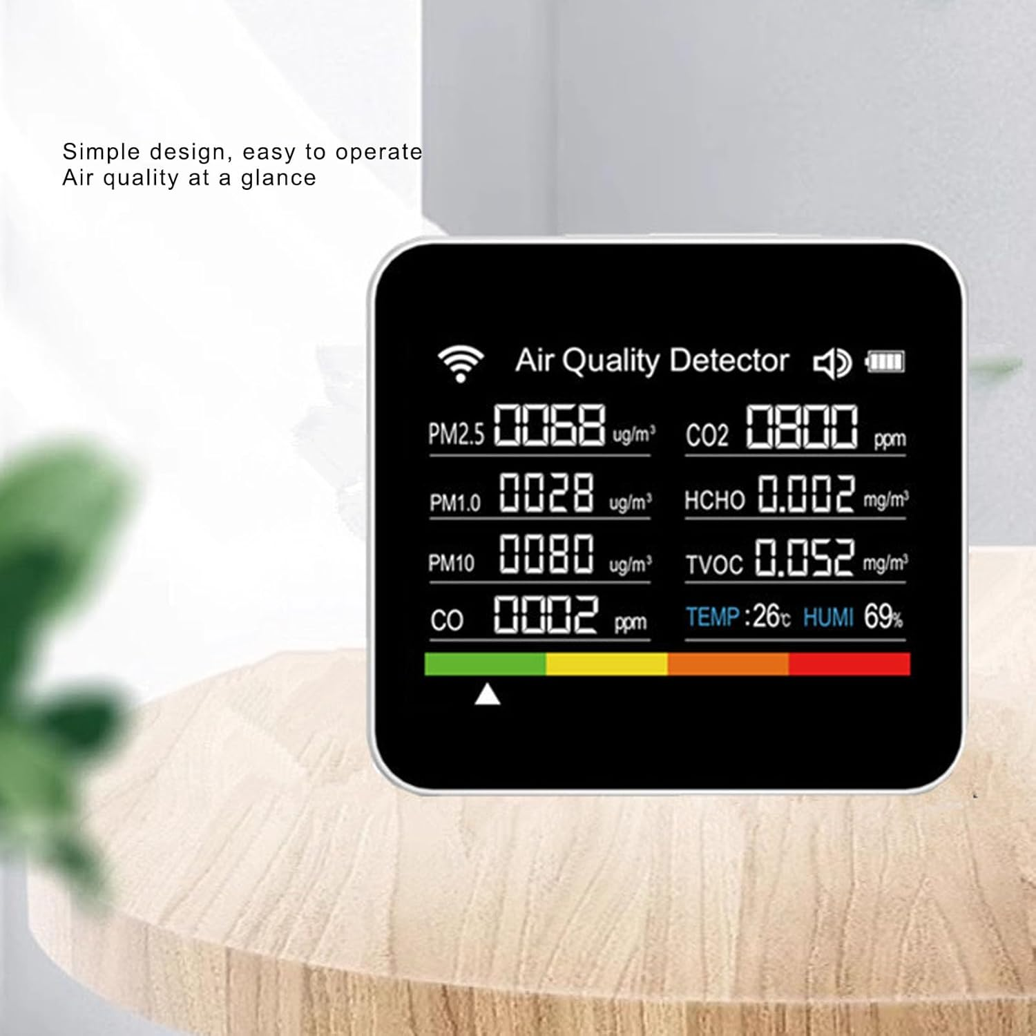 Jectse 14 in 1 Portable Air Quality Monitor, CO2 Detector Air Quality Meter with 2.8 TFT Screen, PM2.5, Vocs, Temperature, Humidity Display, for Home, Hotel, Office, Car, Battery
