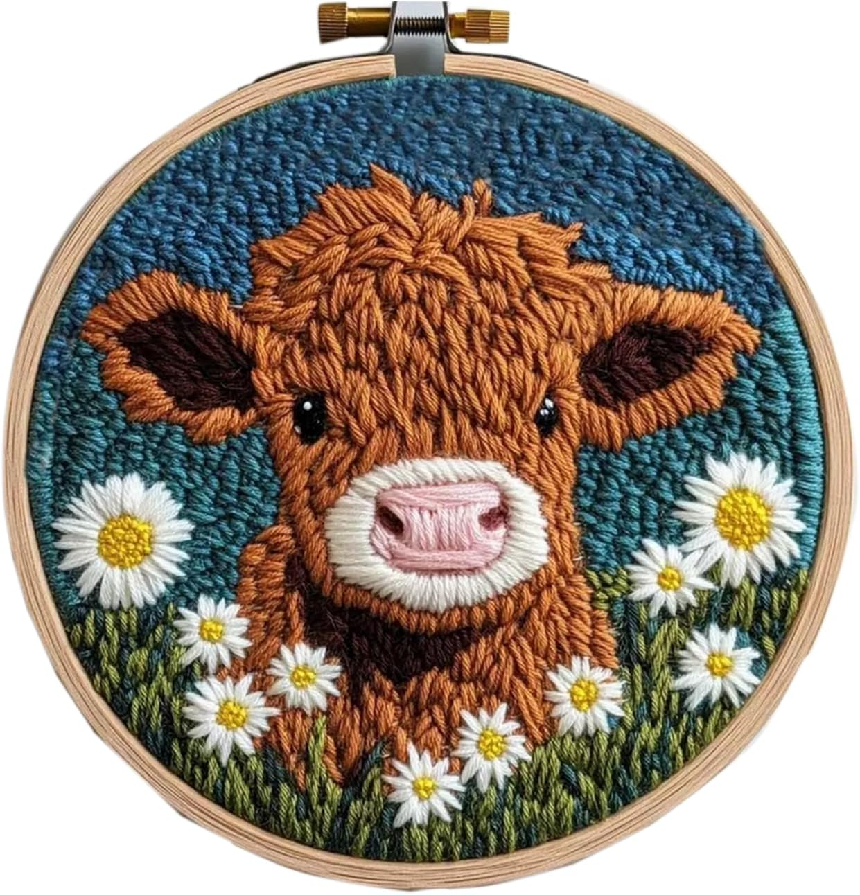 Embroidery Beginners Kit: Learn 37 Stitches Suitable for Adults and Children. the Kit Includes Stitch Practice and Everything for Bead Embroidery. (Highland Cow)