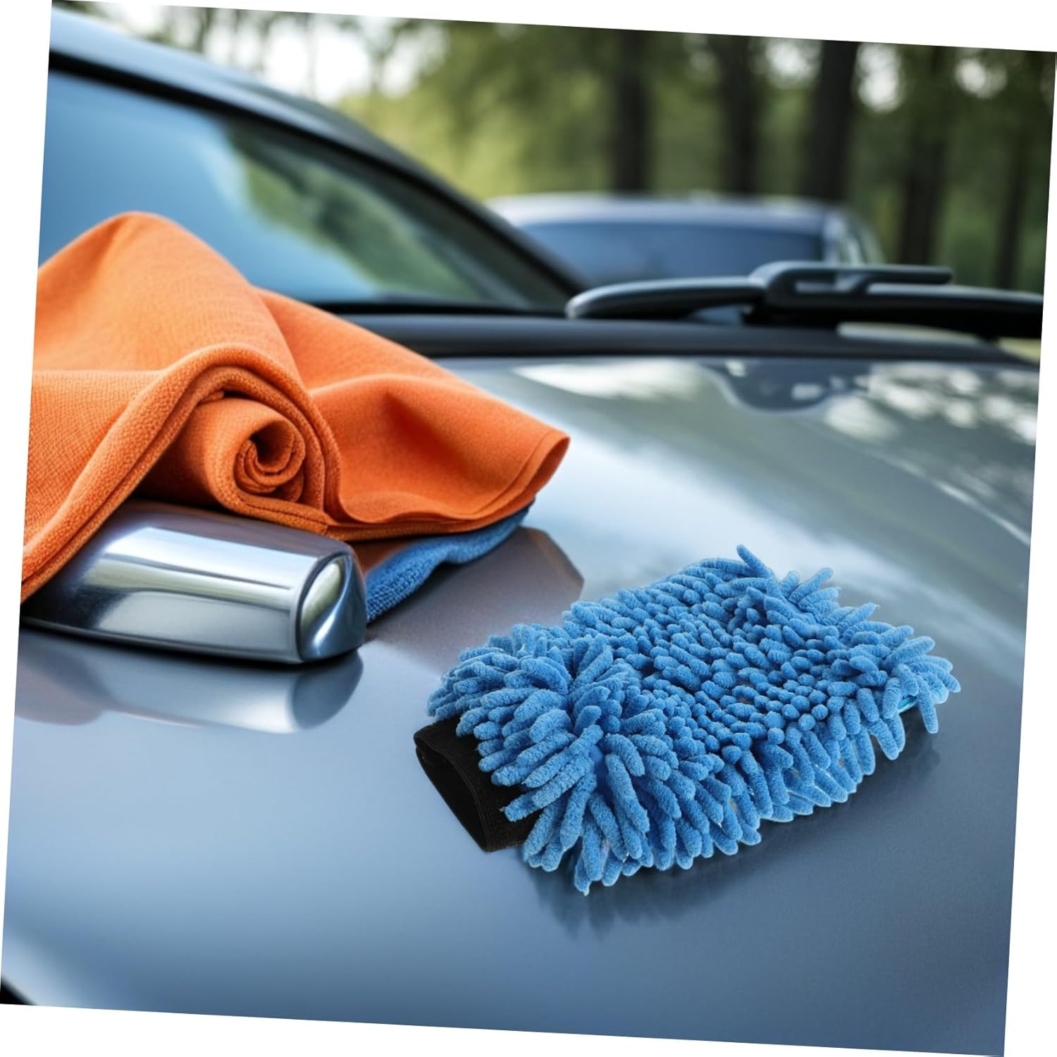 NESTINGHO 4Pcs Automotive Wash Mitts Soft Microfiber Chenille Car Cleaning Gloves with Thick Sponge Core Highly Absorbent and Ergonomic for Cars Trucks Boats Detailing