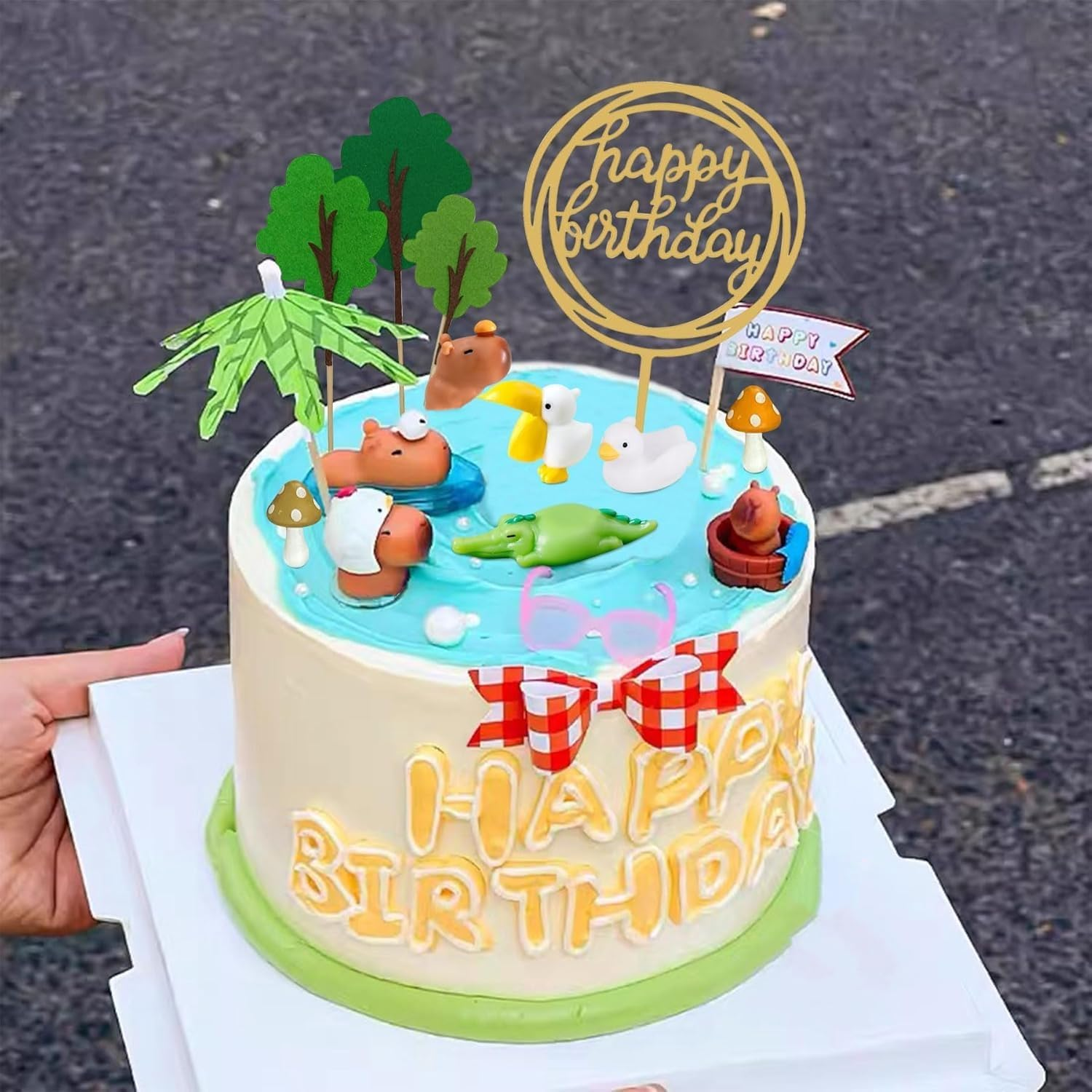 Capybara Cake Toppers Capybara Birthday Party Supplies，Toucan，Crocodile Cake Topper Woodland Animals Cake Decoration Woodland Baby Shower Decorations image number 5