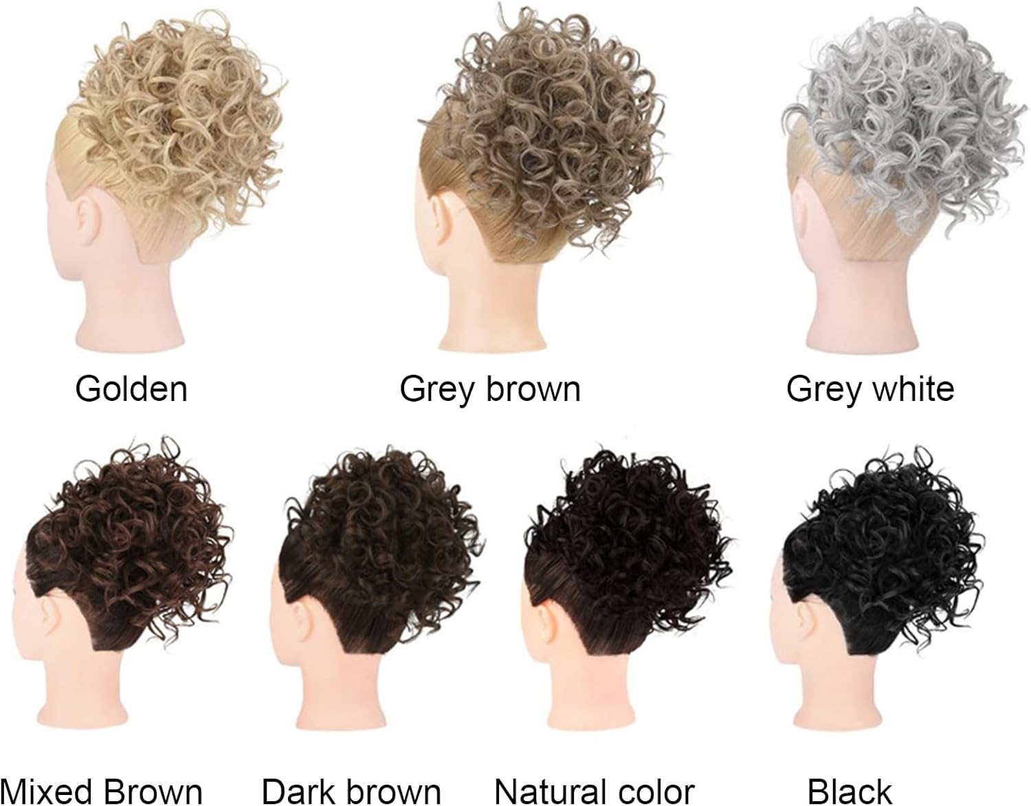 Women'S Curly Hair Bun Wigs Messy Ponytail Hair Wrap Synthetic Hair Extension Drawstring Hair Bands Dark Brown 4# image number 3