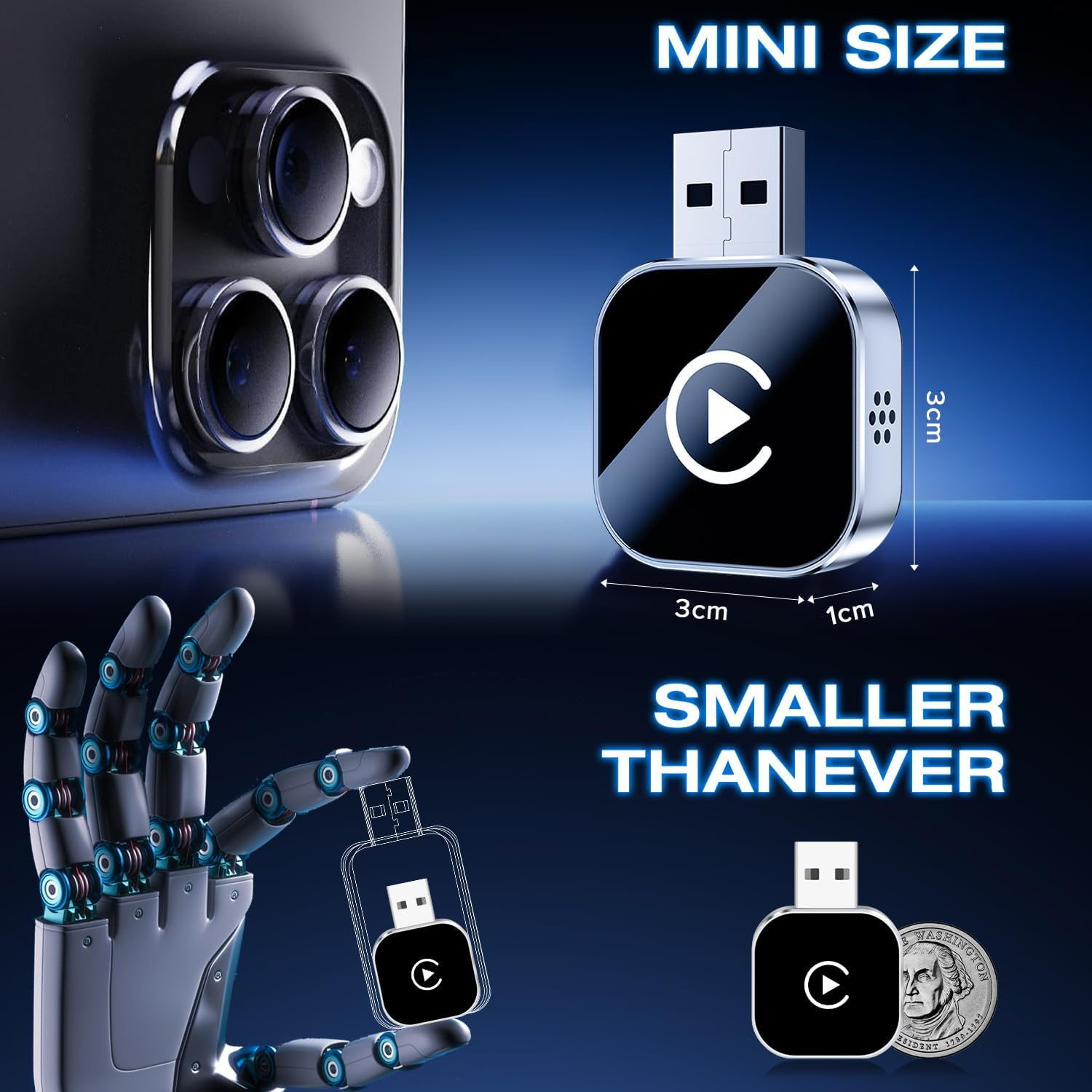 2025 Upgrade Wireless Carplay Adapter & Android Auto Adapter, 2 in 1 Wireless Carplay Box, Retains Original Car Controls, Plug & Play Wireless Dongle for Iphone Ios 10+/ Android 11+/ Cars 2017+(Grey) image number 1