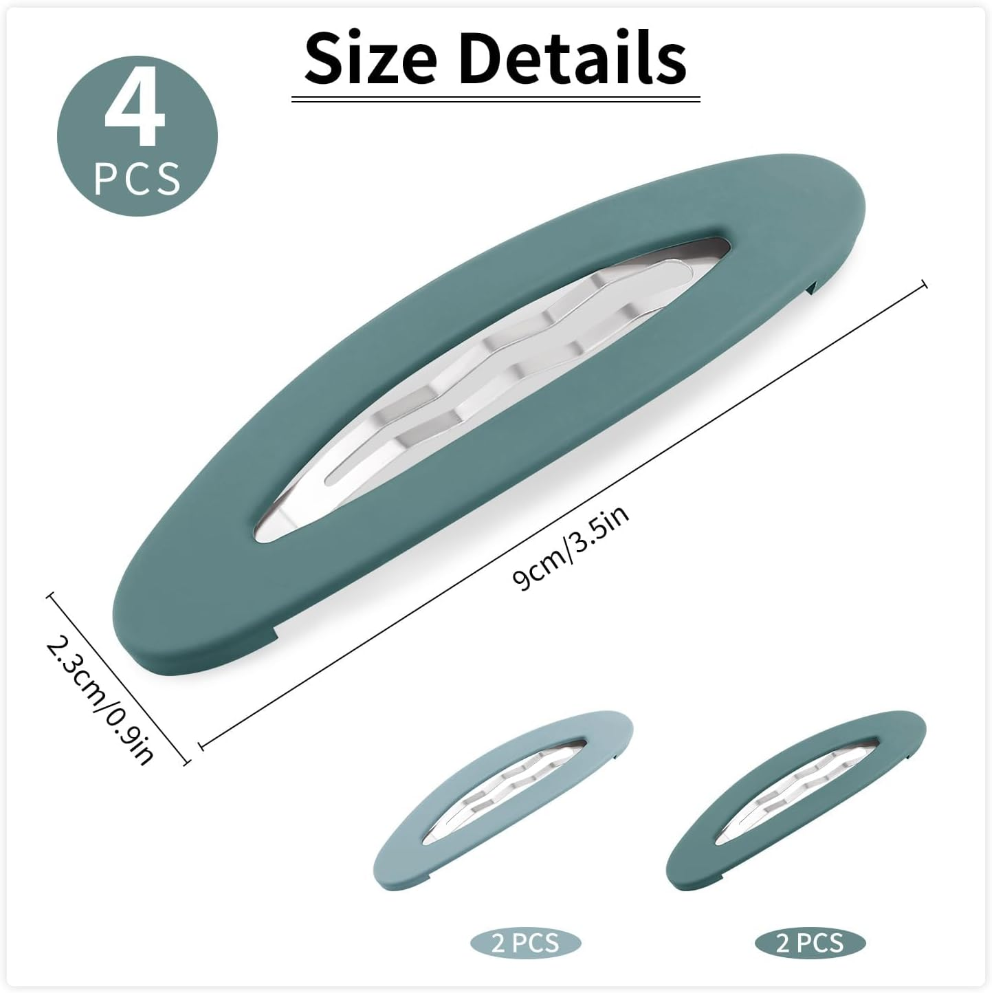 4Pcs 3.5 Inch/9Cm Large Snap Hair Clips, Matte Snap Hair Clips Blue Tone Hair Clip Medium Barrettes Hair Accessories No Slip Snap Clips for Girls and Women Hair Decortions