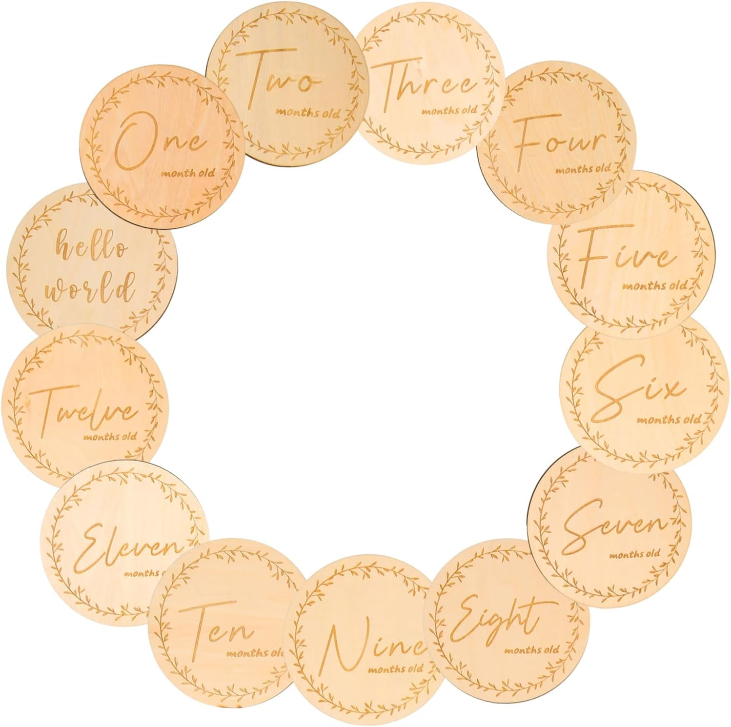 MERRYHAPY 13Pcs Wooden Commemorative Cards Milestone Wood Cards for Newborn for Parents Boy Photography Props Welcome image number 3