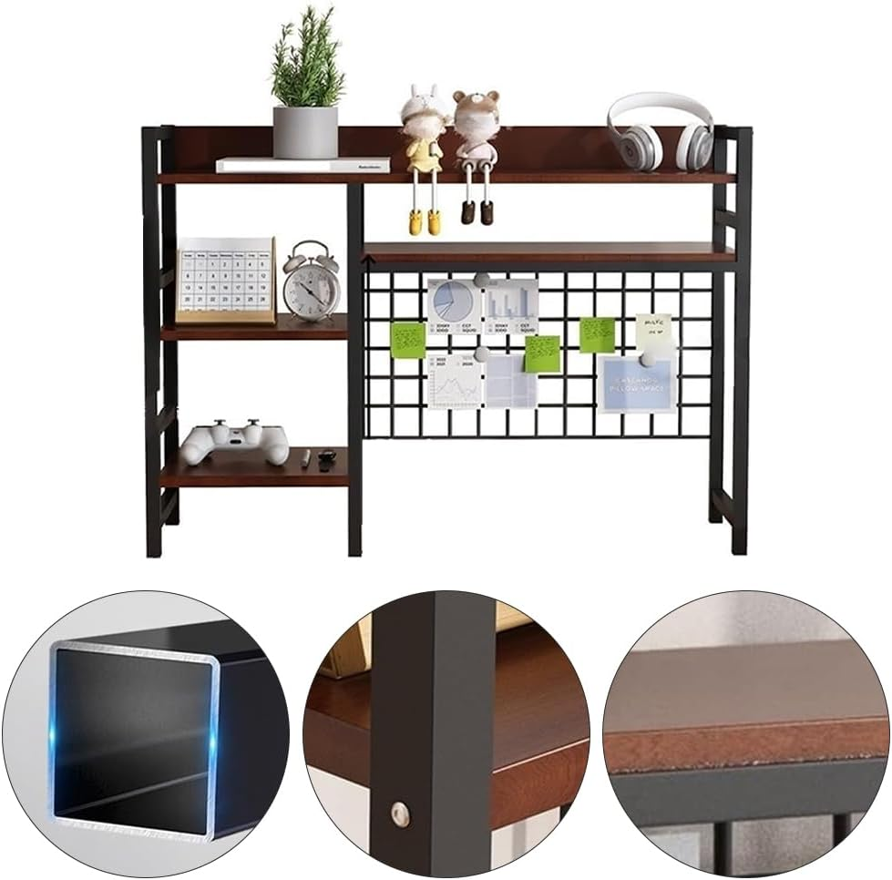 3 Tier Desktop Shelf,Bookcase Organizer,Storage Compartments,Countertop Hutch Bookshelf,Wood Countertop Bookshelf,For Desktop, Living Room, Bedroom, Office image number 5