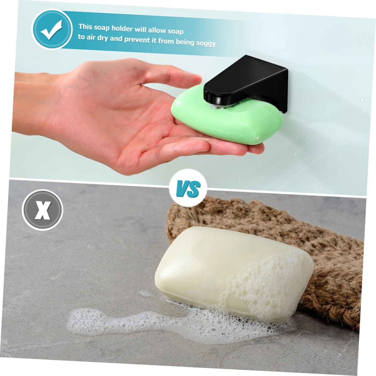 COMPUKAS Magnetic Soap Holder 2Pcs Frosted Black Wall Attachment Soap Storage Suitable for Bathroom and Shower Easy to Install image number 5