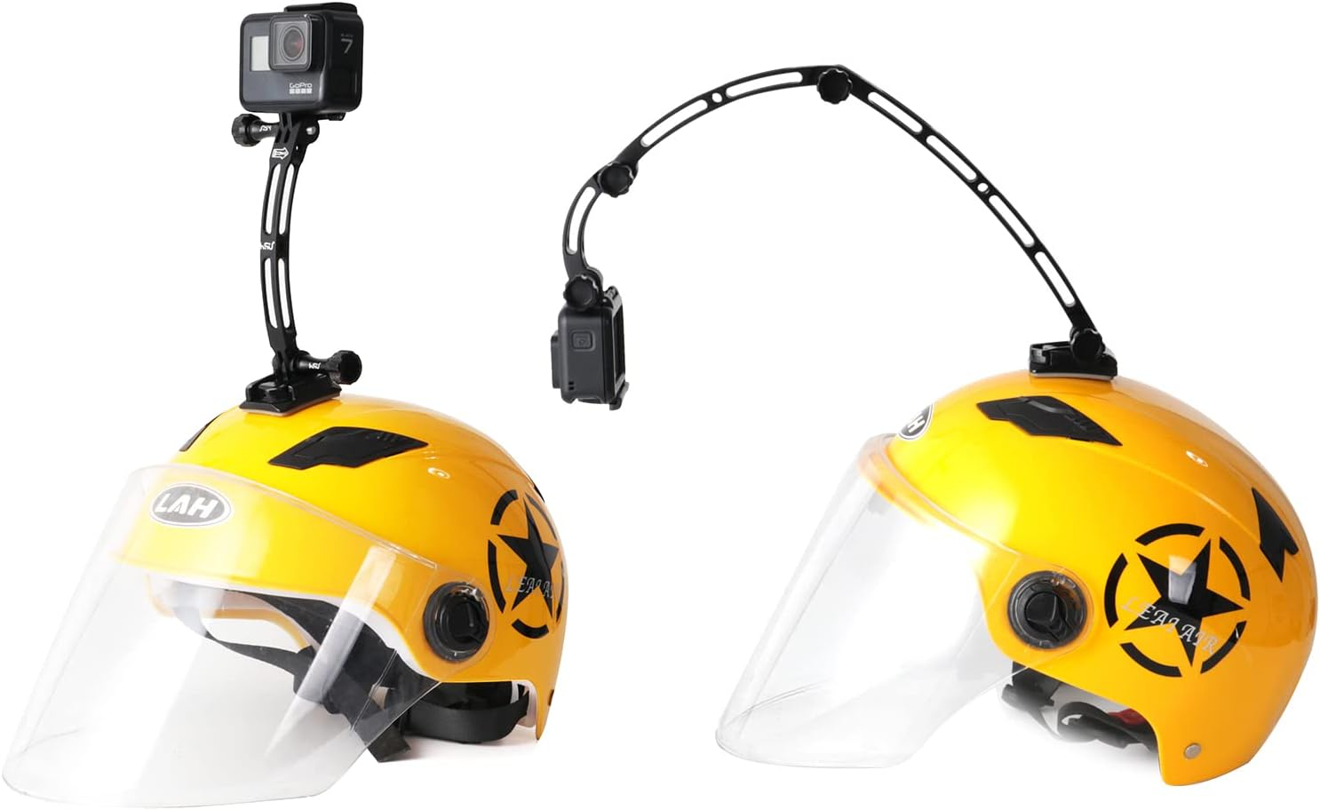 HSU (7 Pcs) All Aluminum Alloy Curved Extension Arm Kit Metal Pole Mount Helmet Stick Extension Arm Mount for Gopro Hero 11/10/9/8/7/6/5 Black,Session 5/4, DJI Osmo Action and More (7.9&rdquo;/5.3&rdquo;/3&rdquo;) image number 3