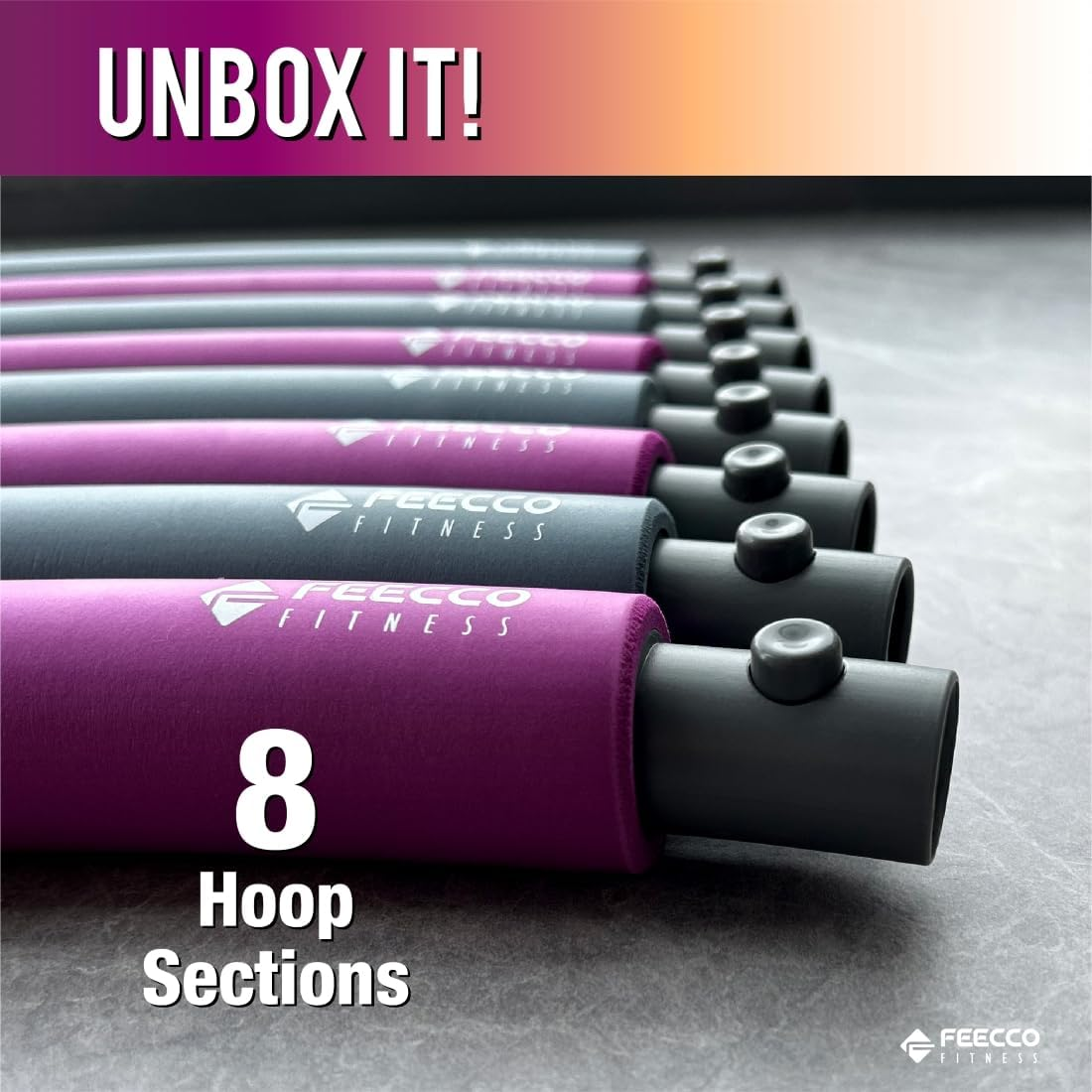 FEECCO Weighted Fitness Hoop, 8 Detachable Sections for Weight Loss image number 2