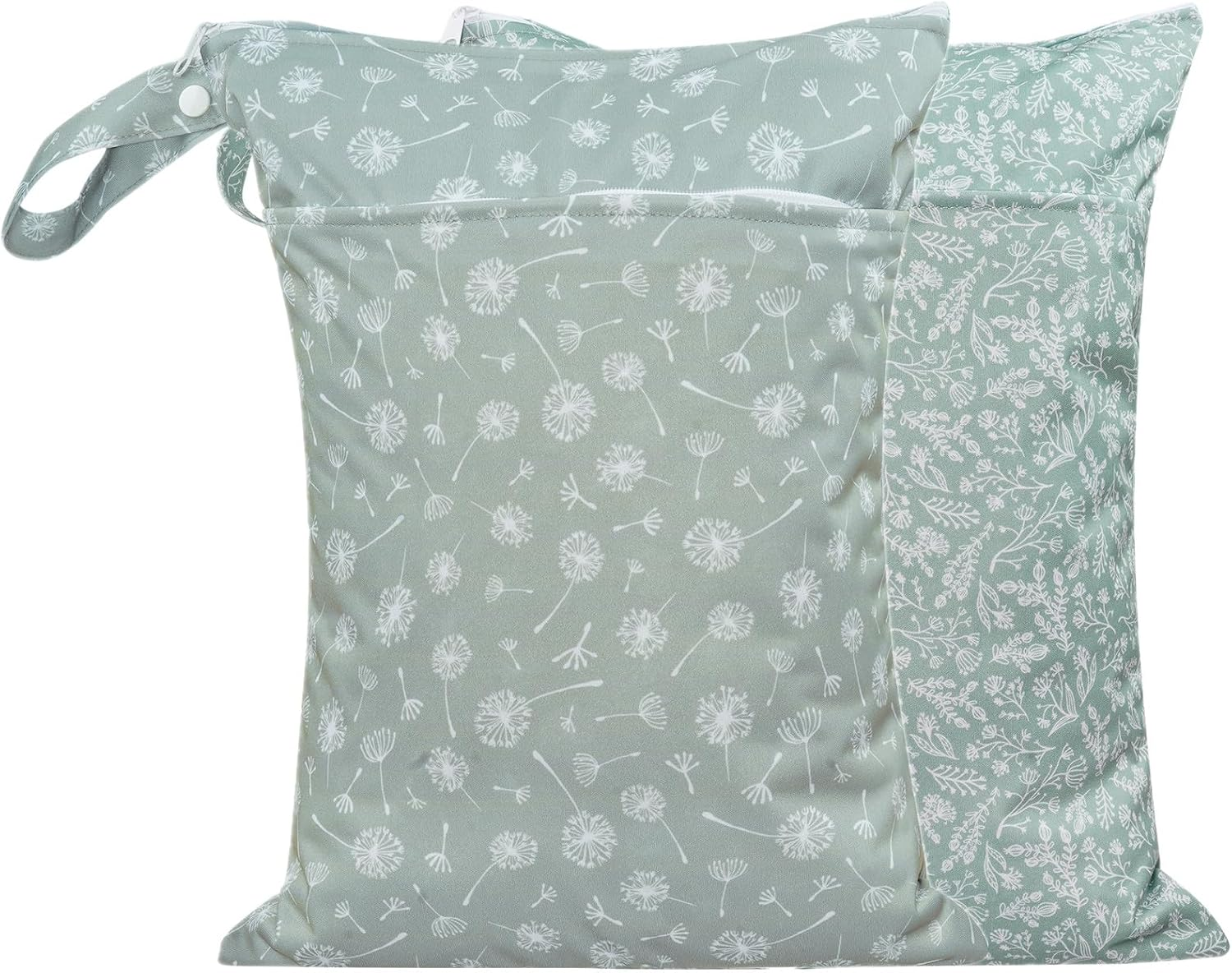 Wet Dry Bags with Two Zippered Pockets and Handle, Reusable Storage Bag for Breast Pump Parts & Baby Items, Waterproof Diaper Bags, Yoga Gym Bag for Swimsuits or Wet Clothes-2Pcs, 11.8*15.75"