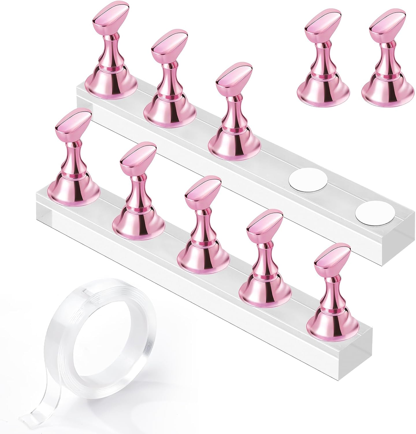 Makartt Nail Stand for Nails Art Display Practice Nail Holder for Painting Nails Stand for False Nail Press on Designs Magnetic Fake Nail Holder with 1M Double-Sided Tape for Home DIY Salon Supplies