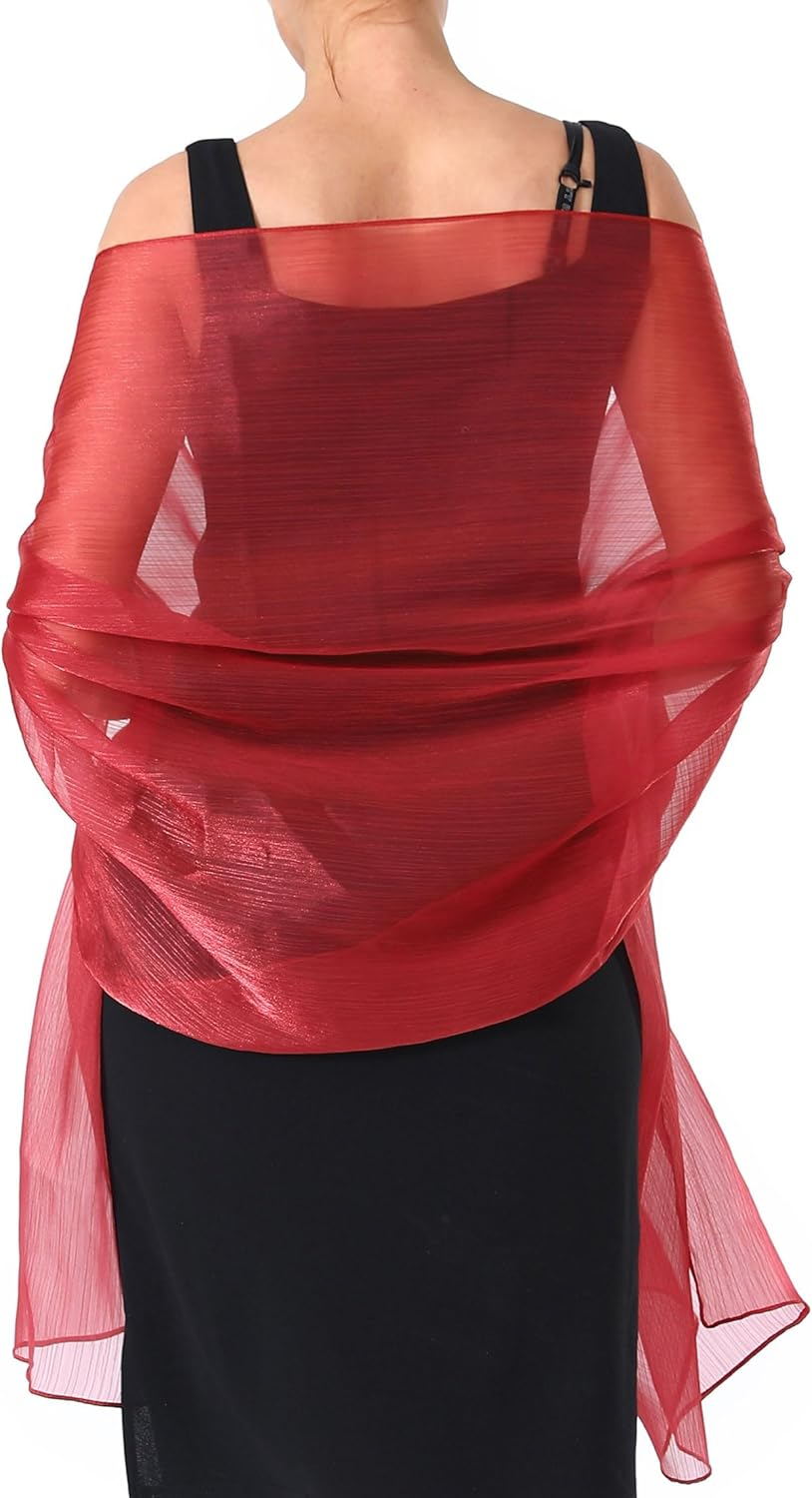 Chiffon Crepe Shawl for Women, Elegant Sheer Shawls and Wraps for Formal Evening, Soft Wedding Brides Scarf