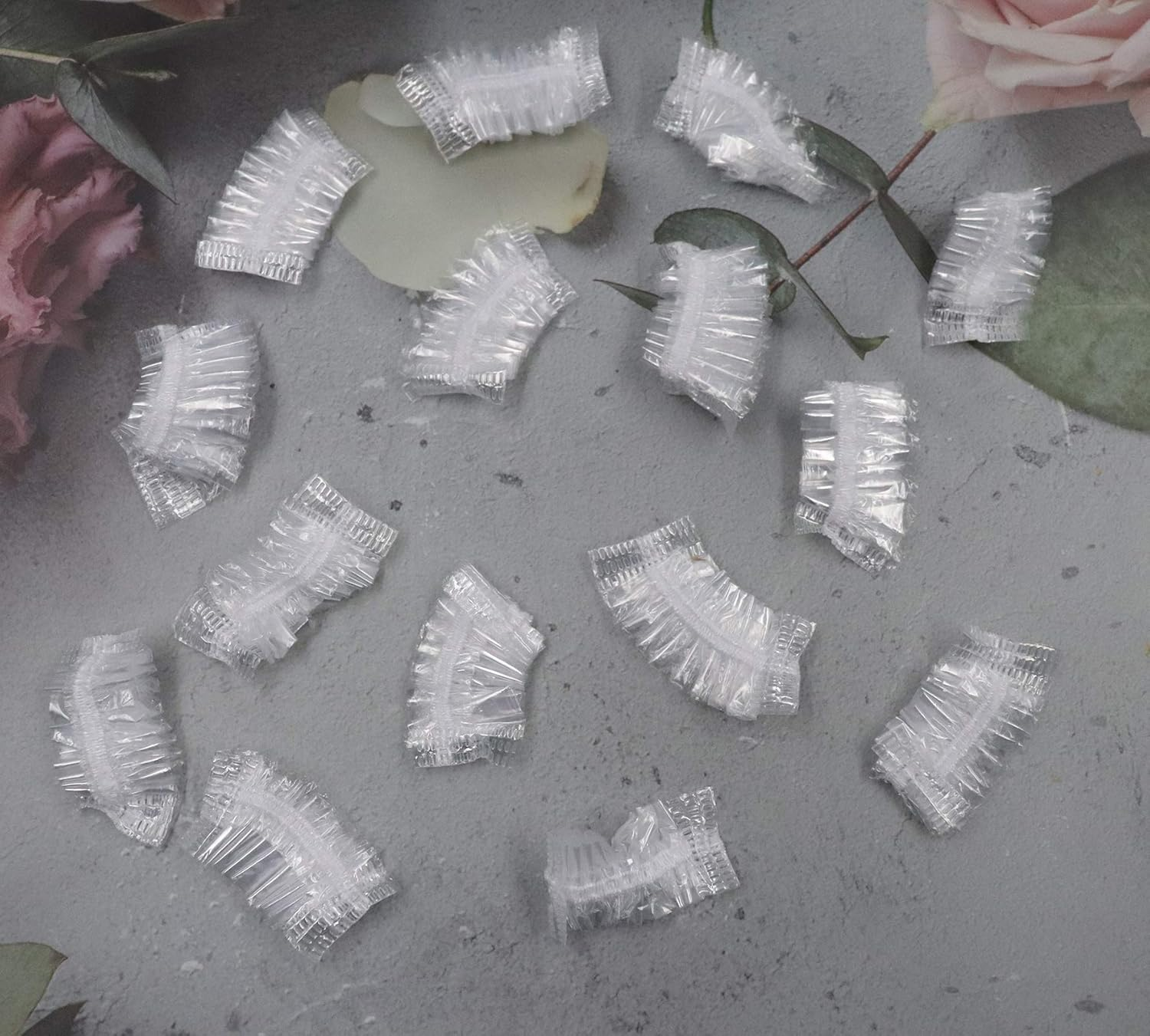 Sowaka 50 Pcs Ear Cap Disposable Clear Elastic Waterproof Ear Protectors Covers for Shower Hair Dye Bathing Spa Home Hotel Hair Salon