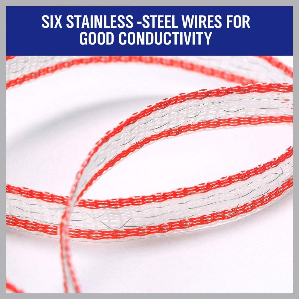 200M Roll Poly Tape Electric Fence Temporary Fencing Kit Stainless Steel Wire
