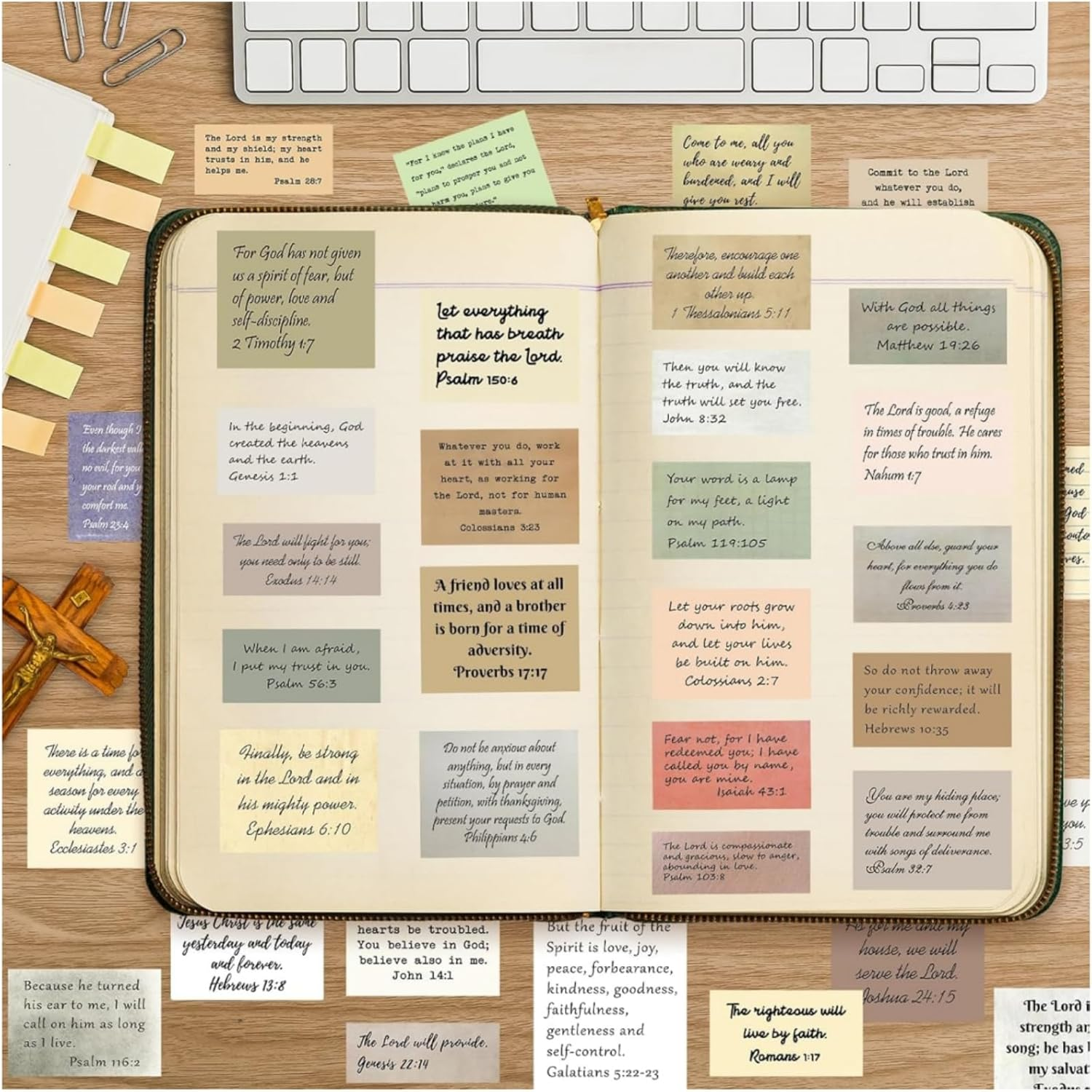 GHQHSQ 120PCS Bible Verse Stickers, Christian Vintage Inspirational Quote Sticker, Typewriter Scripture Stickers, Bible Study Supplies for Scrapbooking, Water Bottle, Laptop image number 5