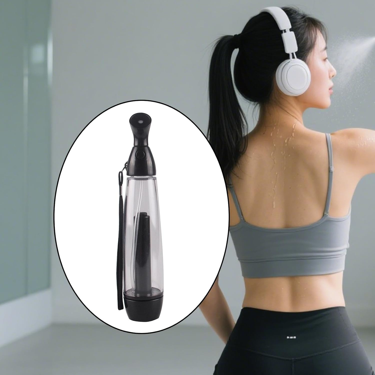 Folpus Summer Mister Spray Bottle Pump Mister Face Moisturizing Portable Misting Sprayer Personal Cooling Device for Hiking Outdoor, Black image number 3