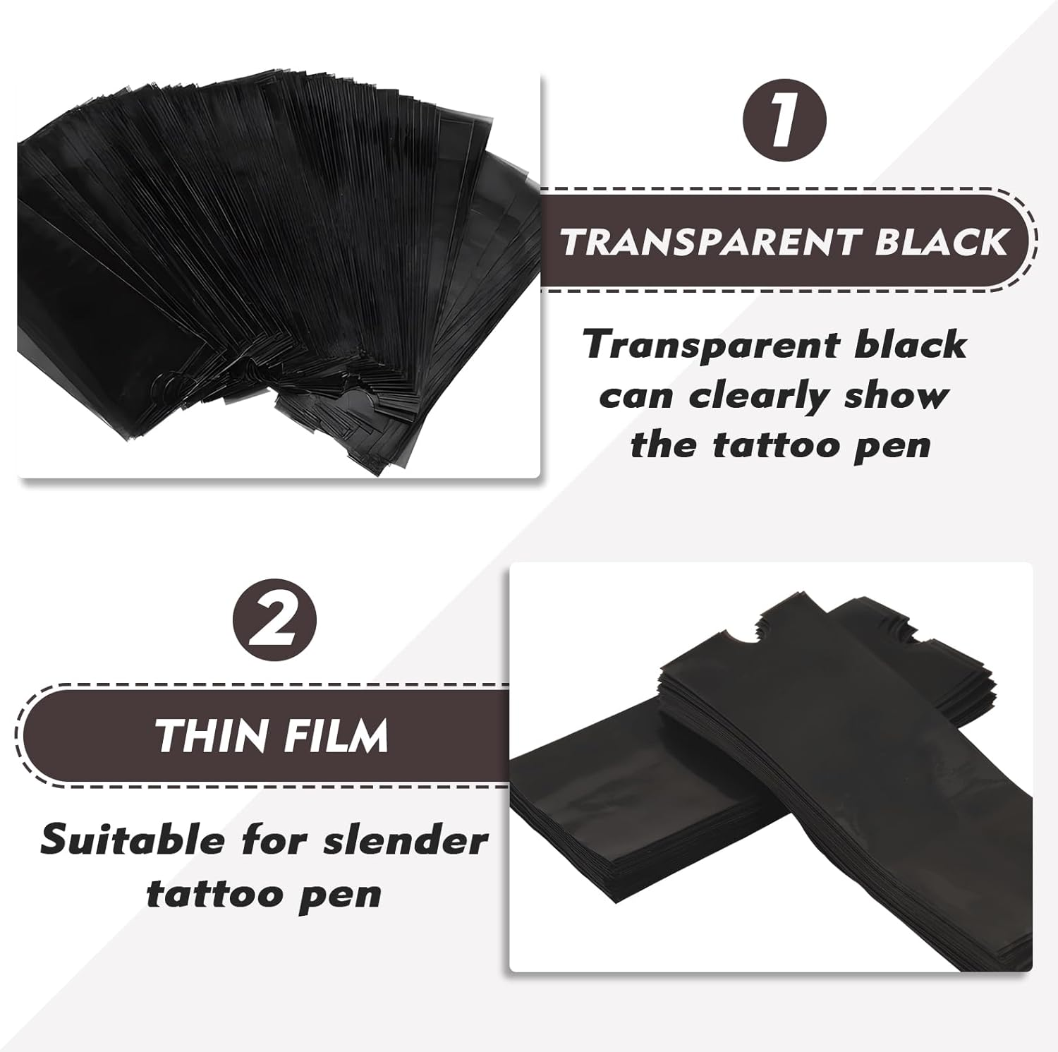 200PCS Tattoo Pen Covers - Rayyl Tattoo Pen Machine Covers Large Size 2.5X7.1 Inch Black for Cartridge Pen Machine Bags Sleeves Tattoo Kit Machine Pen Tattoo Supplies... image number 1