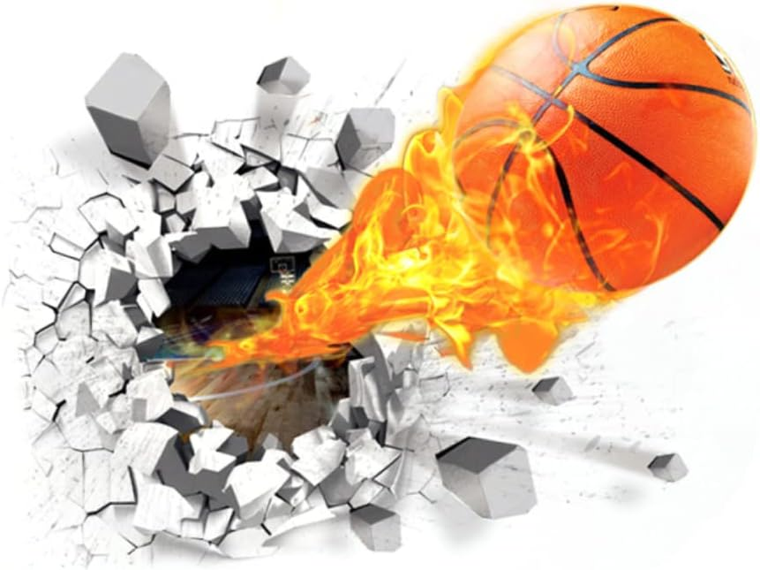 3D Basketball Wall Sticker Removable Mural Decal for Kids Room Living Room Fun Sports Decoration for Smooth Surfaces image number 4