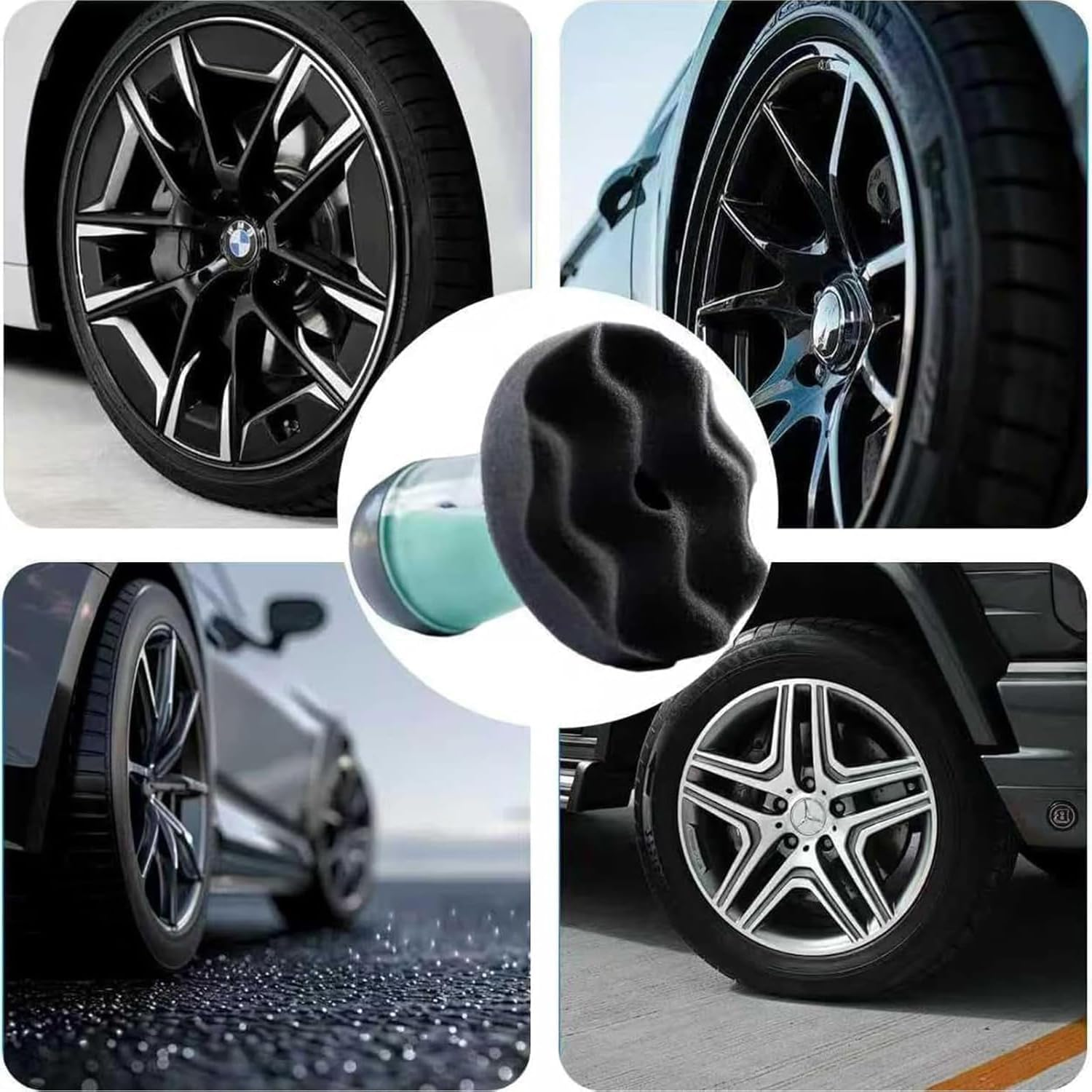 Flow Tire Shine Applicator, Reusable Tire Dressing Tool for Car Truck SUV, Easy to Use Mess-Free Sponge for Even Streak-Free Shine, Professional Auto Detailing Kit