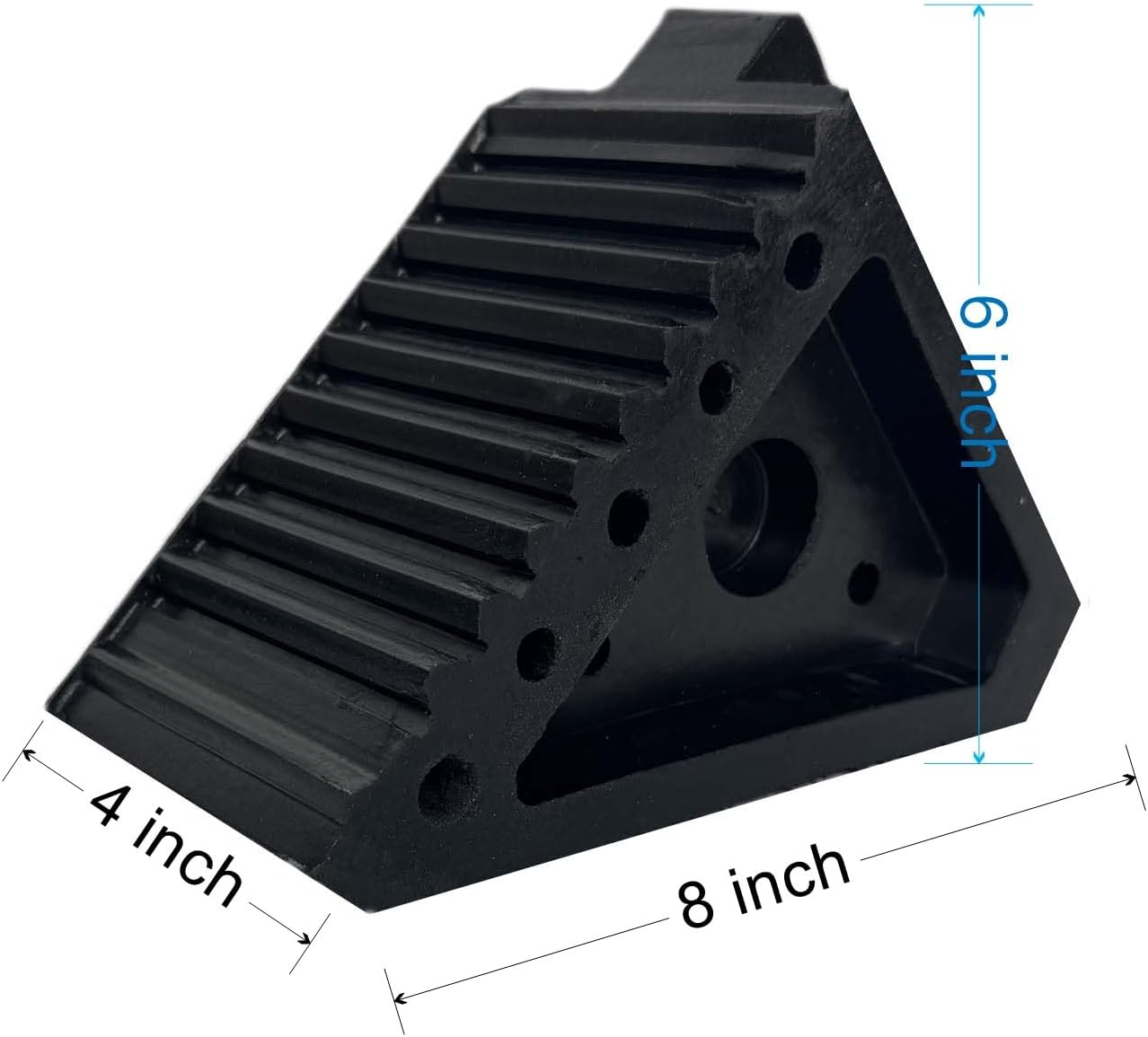 2-Pack Heavy Duty Black Wheel Chock，Made of Solid Rubber (8" X 4" X 6"- Pair) image number 3
