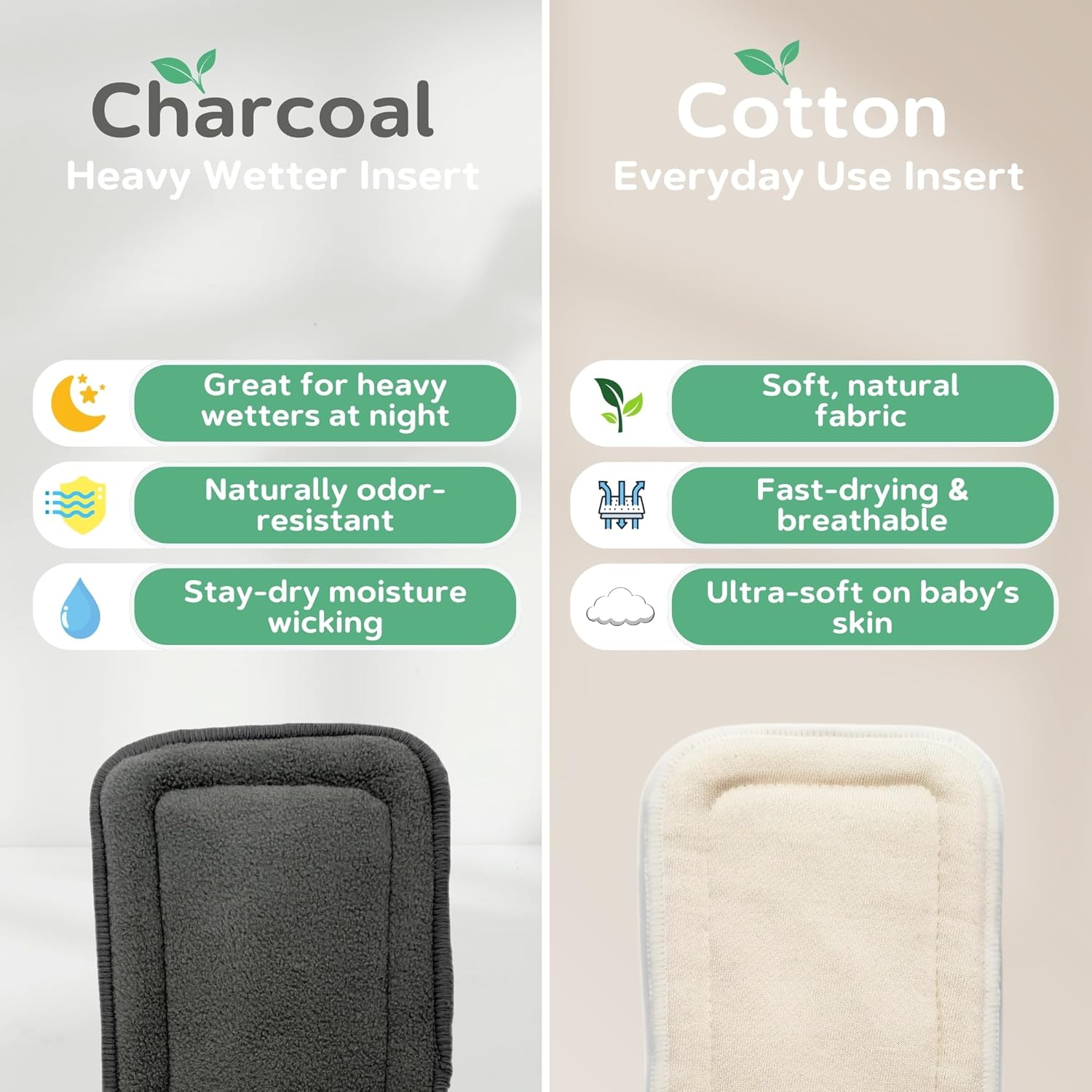 7-Pack Reusable Cloth Diapers with AWJ Interior &ndash; Includes 14 Absorbent Inserts and 1 Wet Bag &ndash; Adjustable, Waterproof, and Washable (Midnight Cozy, Cotton Inserts)