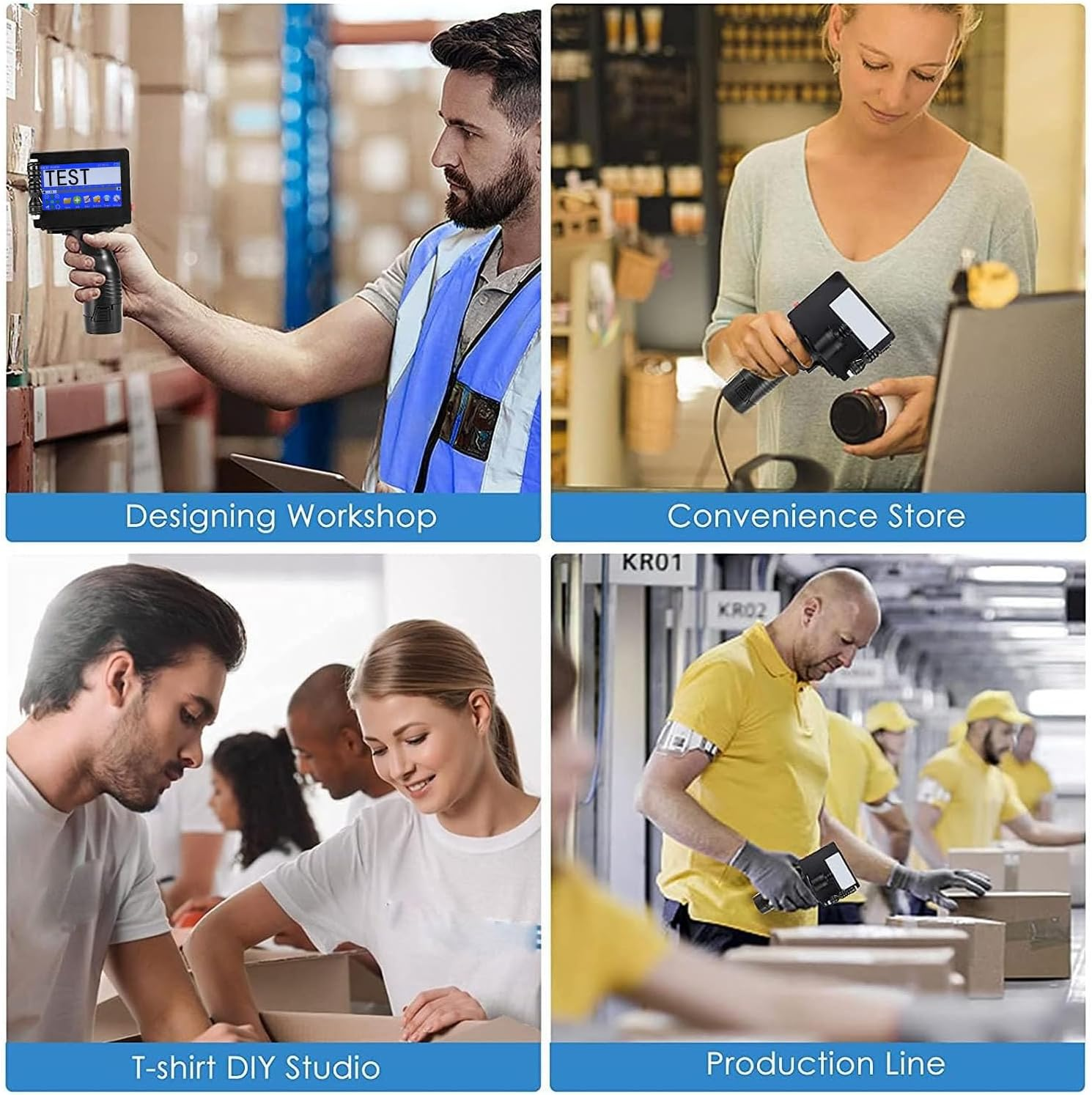 Handheld Inkjet Printer with Cartridge, 2-12.7Mm Height Adjustable Wireless Bluetooth Handheld Inkjet Coding Machine with 4.3 Inch Touch Screen for Barcodes/Code/Date Label.. image number 1