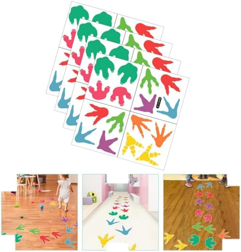 4PCS Dinosaur Floor Decals Set - Peel and Stick Vinyl Tracks Stickers for Nursery, Boys Room & Playroom Decor - Fun Kids Wall Stickers for Dinosaur Theme image number 2