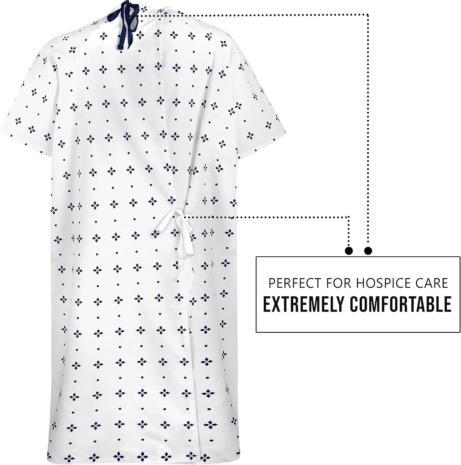 Utopia Care Cotton Blend Hospital Gown, Back Tie, Fits Sizes up to 2XL (6-Pack) image number 1