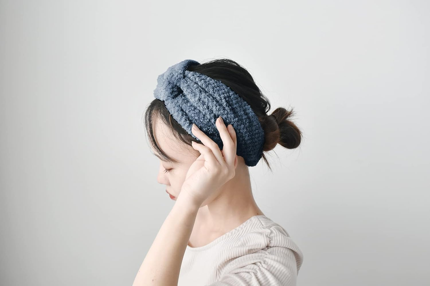 Gendai Hyakka Dimanche A566BL Quick Dry Hair Band, Blue, Head Circumference: Approx. 18.5-23.6 Inches (470-600 Mm) - Greige image number 3